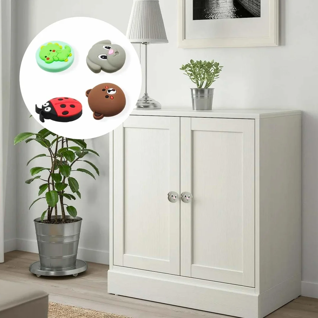 Lot De 4 Poignée Meuble Boutons D'Armoire En Caoutchouc Forme D'Animal Pour Enfants Avec Vis