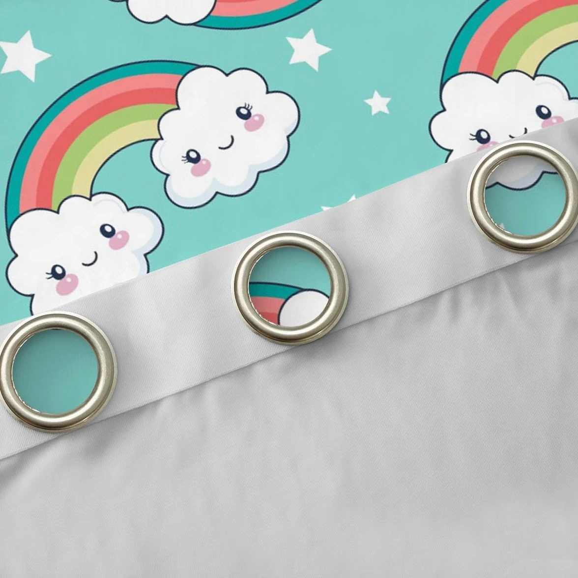 Homewish Rideau Occultant 117x183 cm Arc-en-Ciel,Rideau Nuages,Rideaux Voilage Enfants Garçons Filles Étoiles Imprimer Mignon Carton Nuage,Voilage Fenetre Kawaii Princesse de Rêve Tael pour Chambre