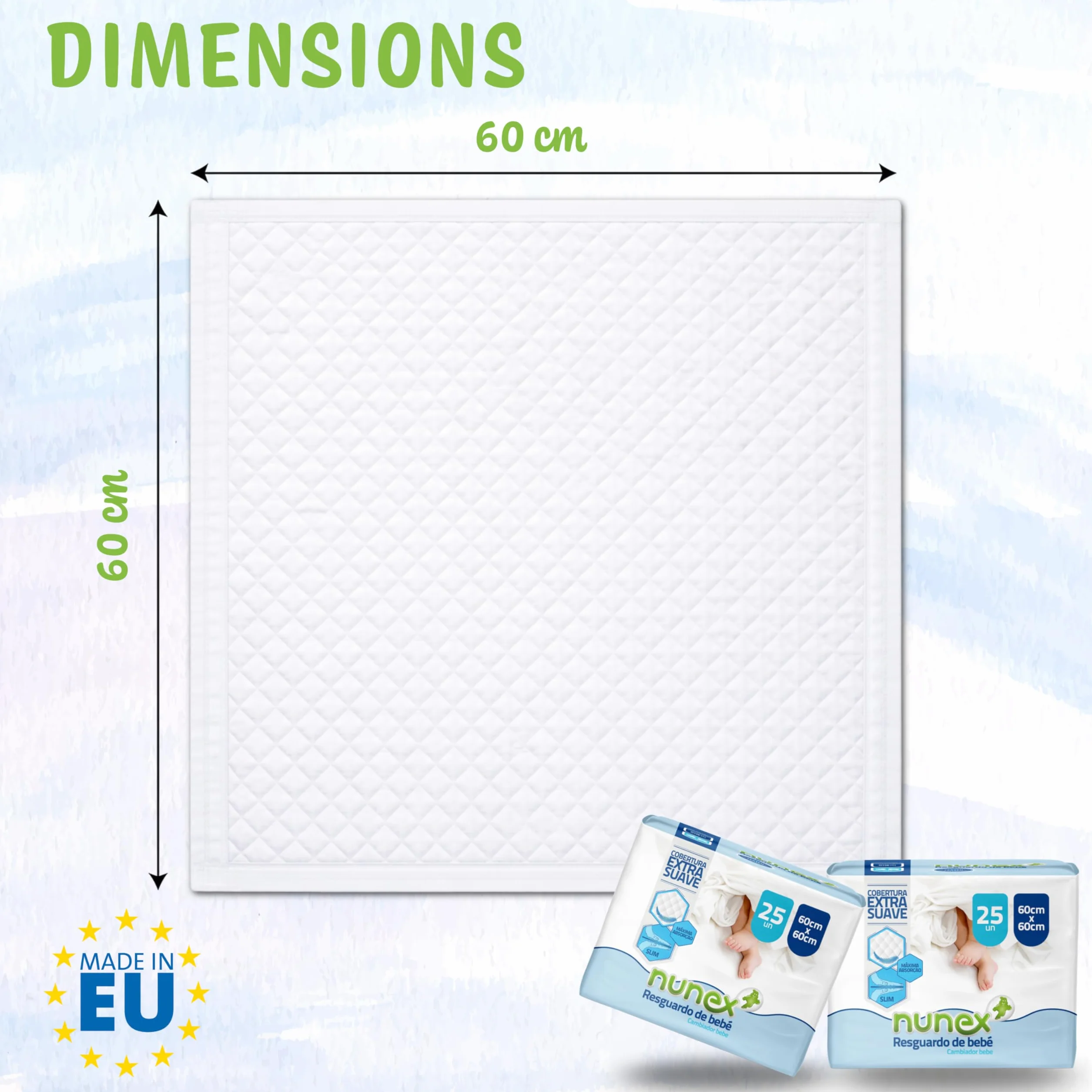Alèses jetables pour bébés 60 x 60 cm Lot de 25