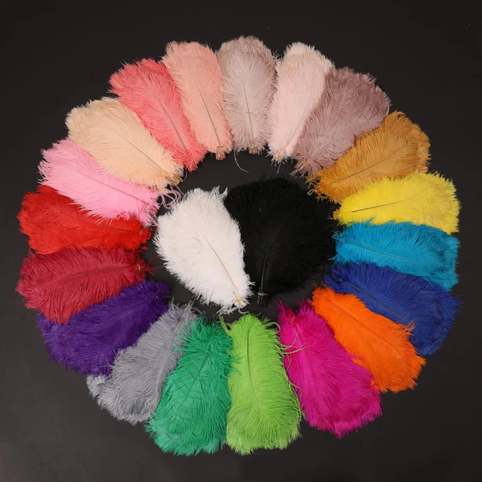 Duories Lot 10 Plumes d'autruche Naturelles 35-40 cm pour Loisirs créatifs Décoration Maison Rouge