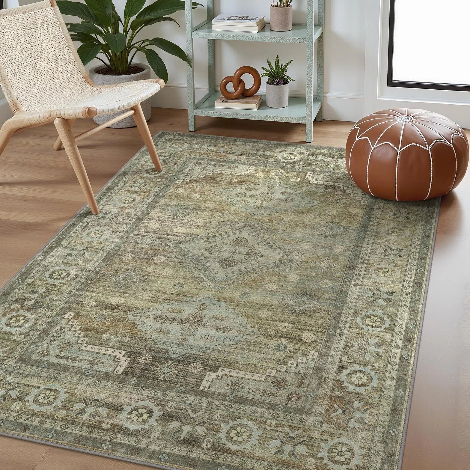 GENIMO Tapis Salon Vintage Style Persan Lavable en Machine Antidérapant 120x170CM