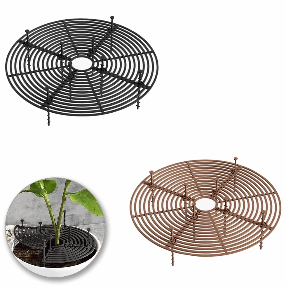 Lot de 2 Protection pour Pot de Fleurs en Grille, Noir, Marron