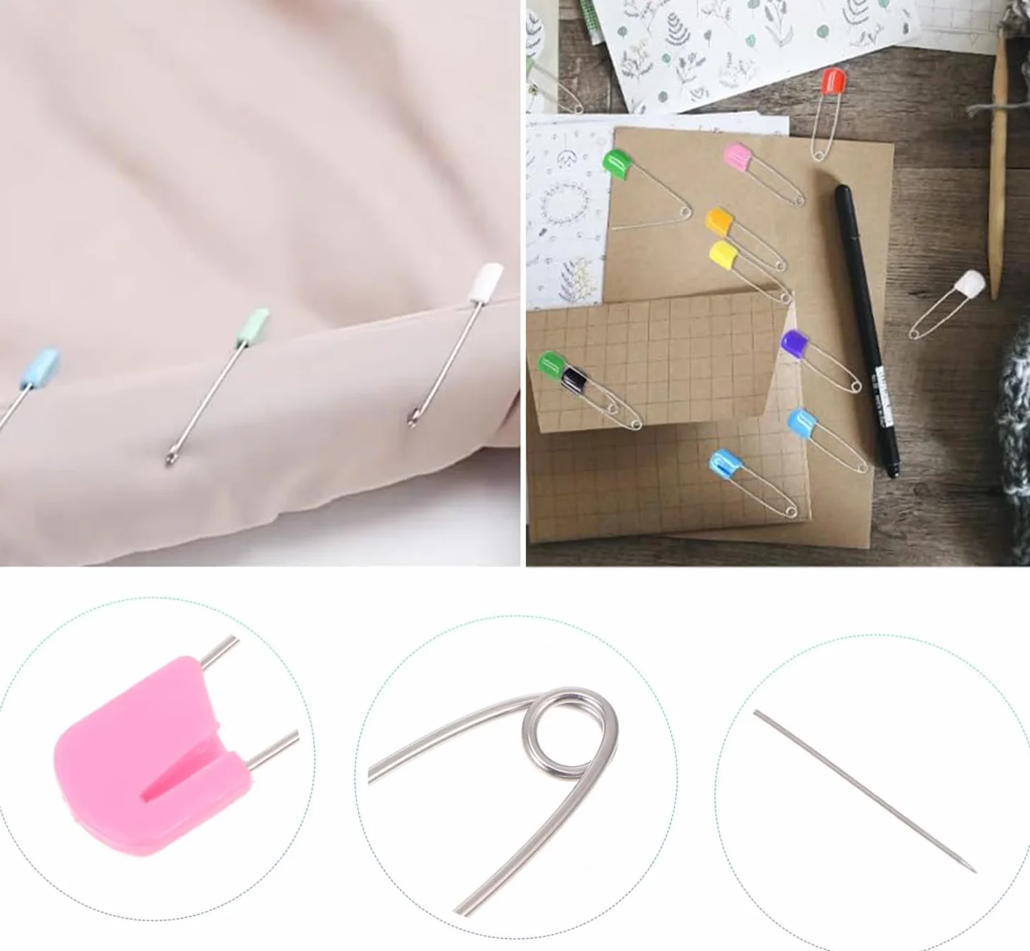 Épingles à Nourrice Sécurisées 40mm 50 PCS Multicolore pour Couches et Vêtements