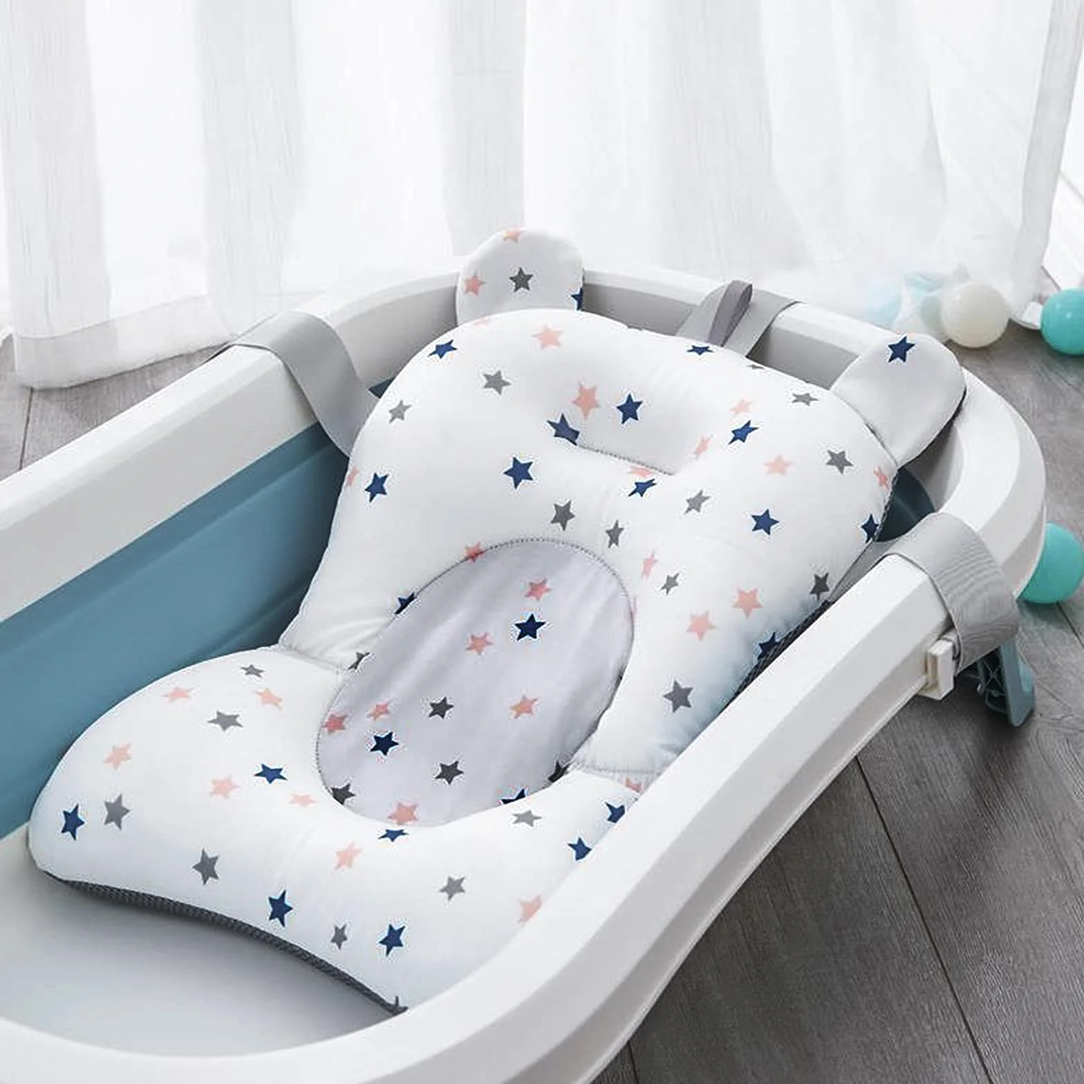 Coussin de bain bébé antidérapant réglable pliable 0-12 mois