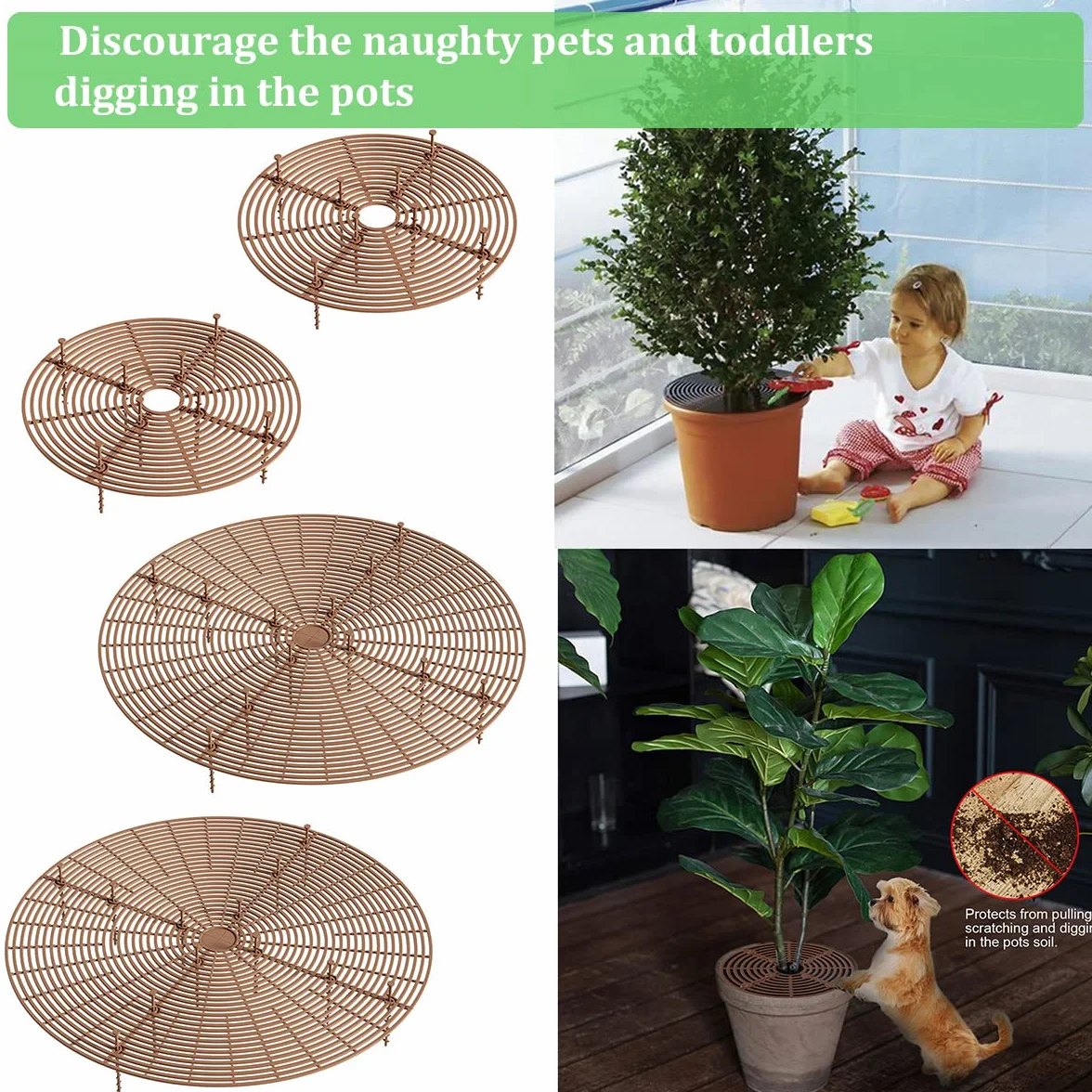 Grille de Protection pour Pot de Fleurs 52cm 30cm Plastique Sécurité Animaux Chat Bébé 40 Piles