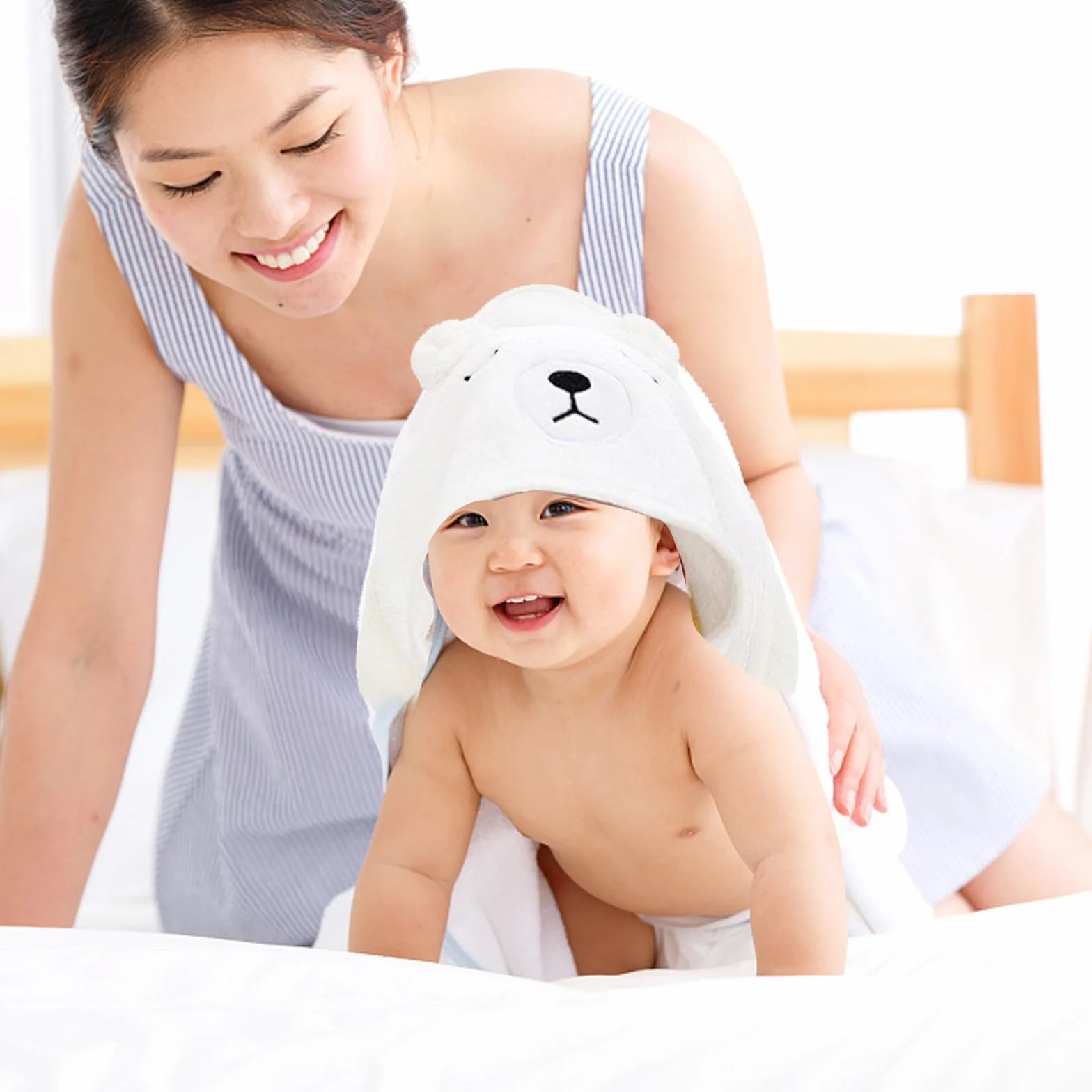 Serviette de Bain à Capuche Bébé 3 Pièces Bambou Super Absorbante