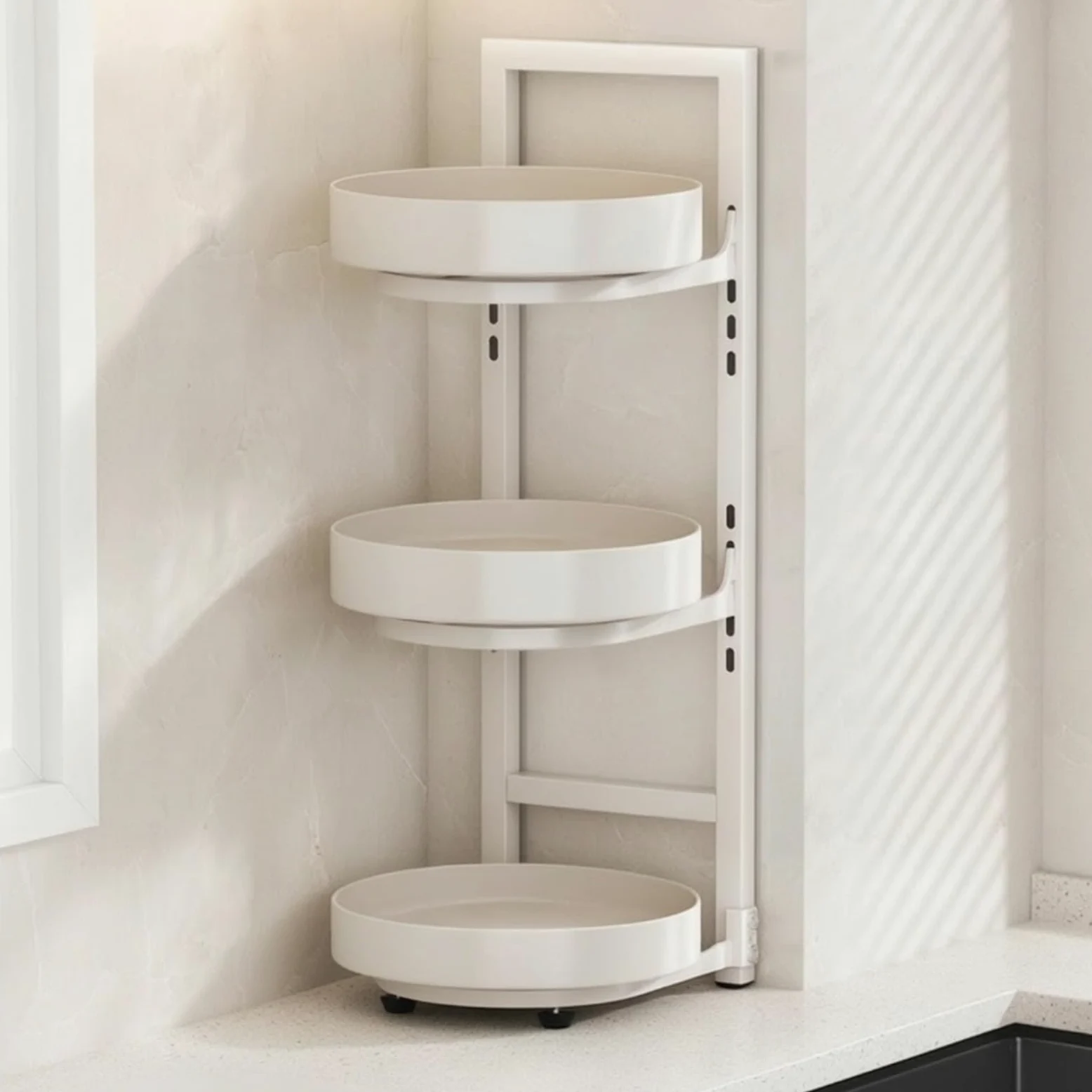 Étagère à Épices Compact Organisateur Cuisine peu Encombrant Rangement, Double Couche, Blanc Laiteux
