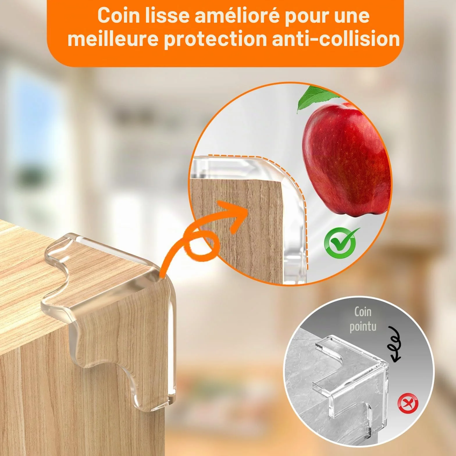 E-PROUSE Protection Coin de Table Transparent Forte Adhérence Securite Enfant Angle Meuble