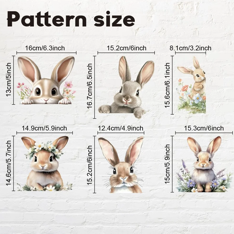 AHANDMAKER Autocollants Muraux pour Interrupteur Lot de 6 Motif Lapin de Pâques 17,8 x 17,8 cm