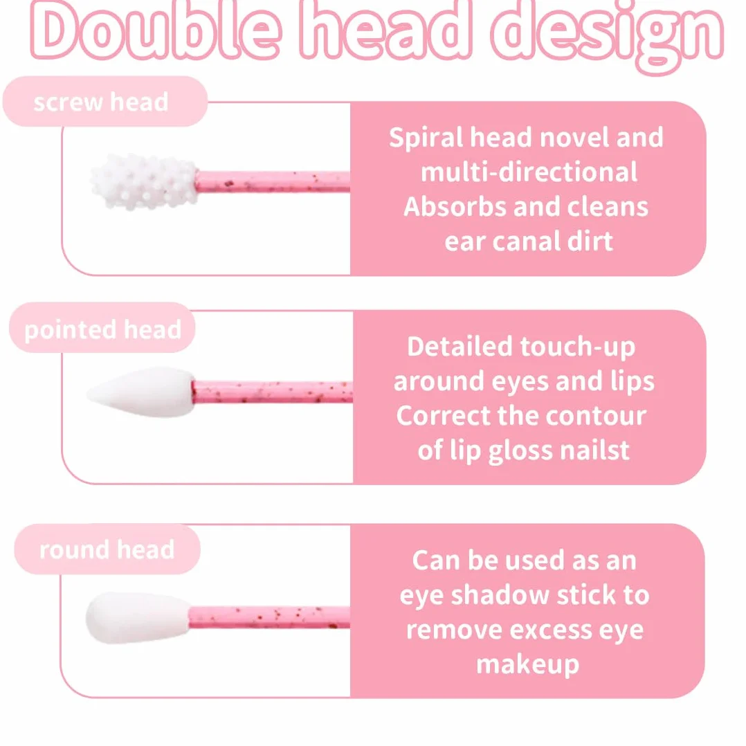 Lot de 4 coton tige réutilisable double tête en silicone doux lavable pour maquillage et nettoyage des oreilles