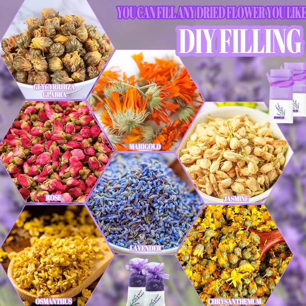 Sachets de Lavande en Organza, Vides, Réutilisables 20 Pièces pour Épices et Herbes Aromatiques