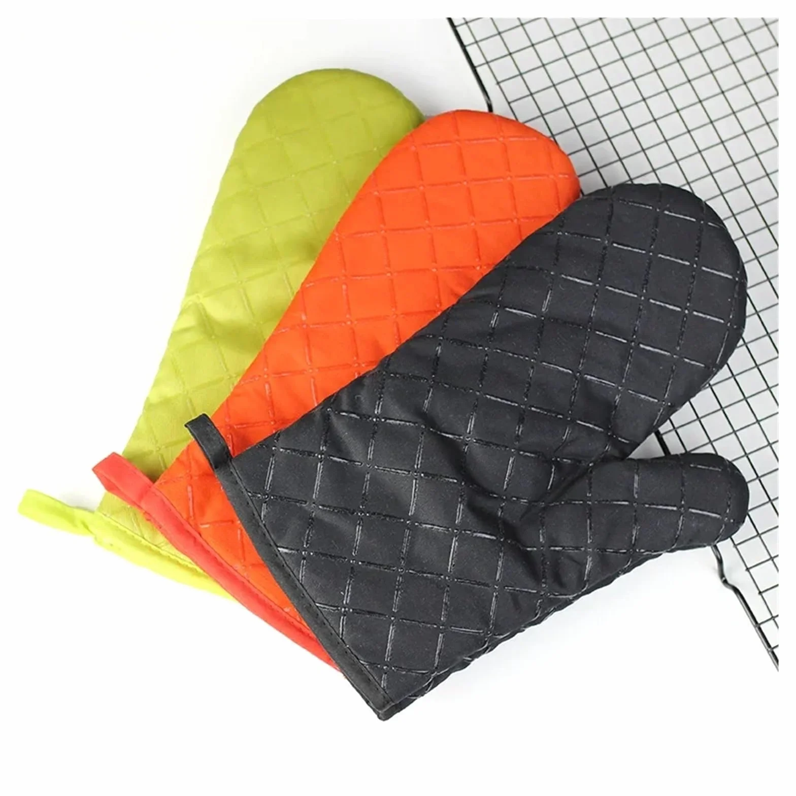 MRKU Gants de Cuisine (Lot de 2) avec revêtement antidérapant en Silicone et Coton imprimé ; 1 Paire d'outils de grillade résistants à la Chaleur.