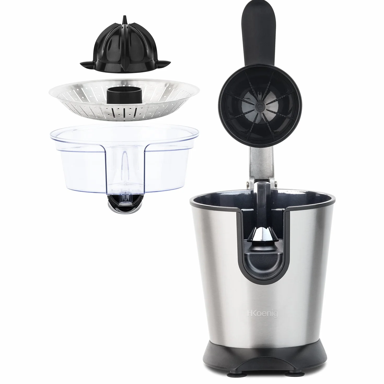 H.Koenig Presse-agrumes électrique professionnel AGR80, inox, 160W, Argent