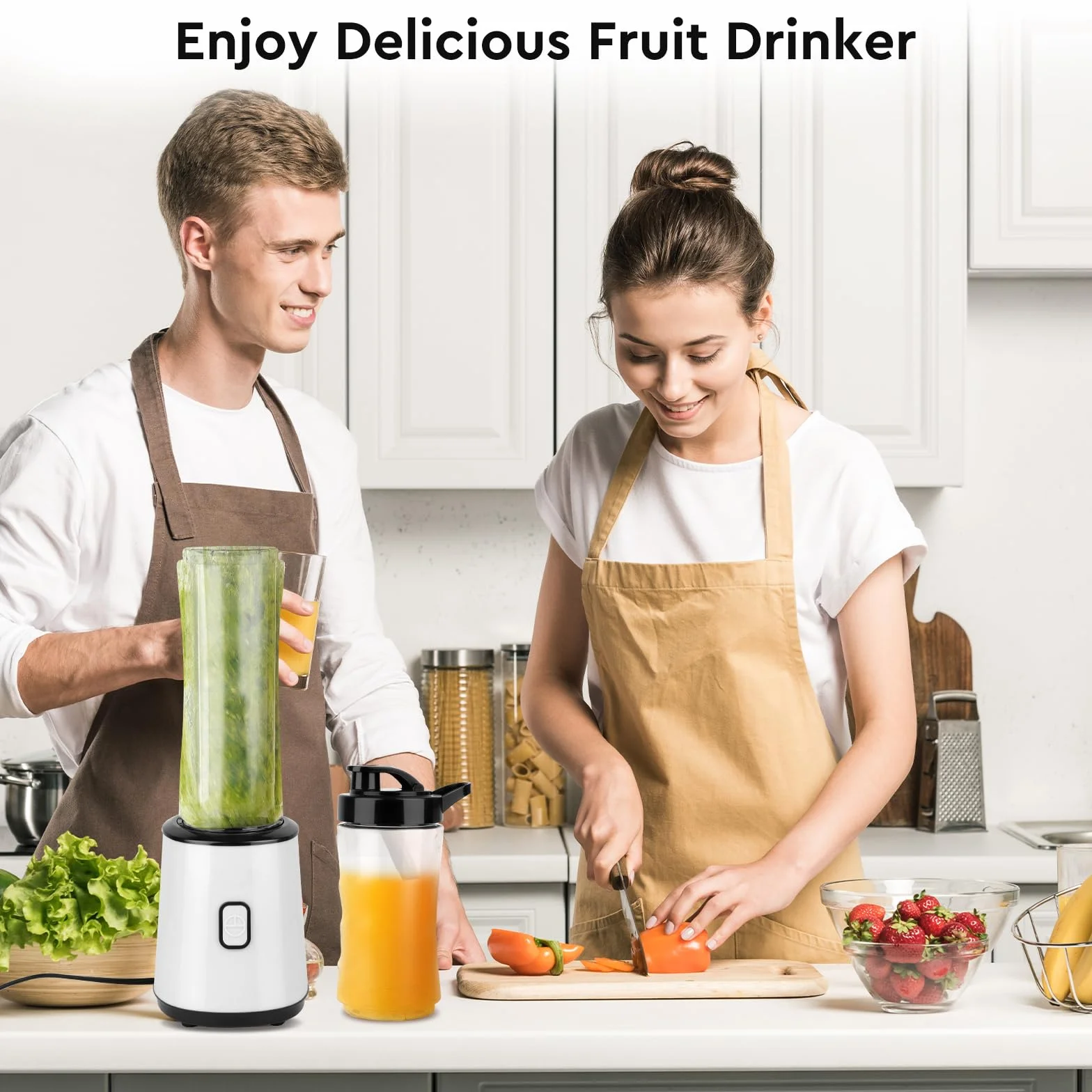 Mini Blender Portable Sans BPA 23000 tr/min 300 W Bouteille Double Paroi 600 ml 400 ml