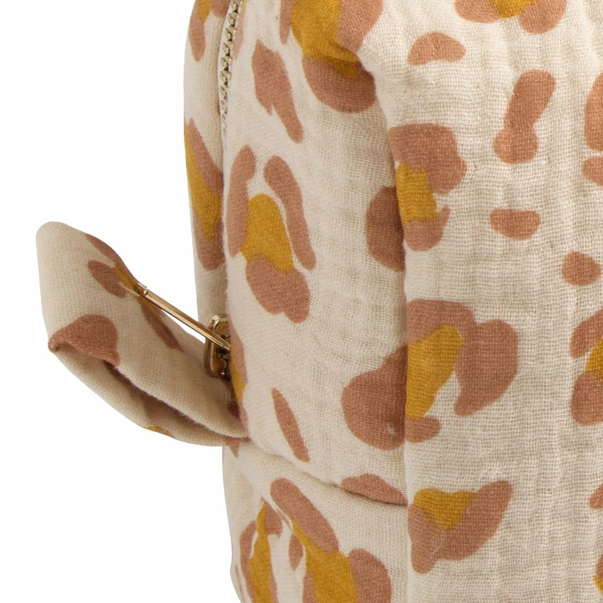 Trousse de Toilette en Gaze de Coton imprimé Léopard