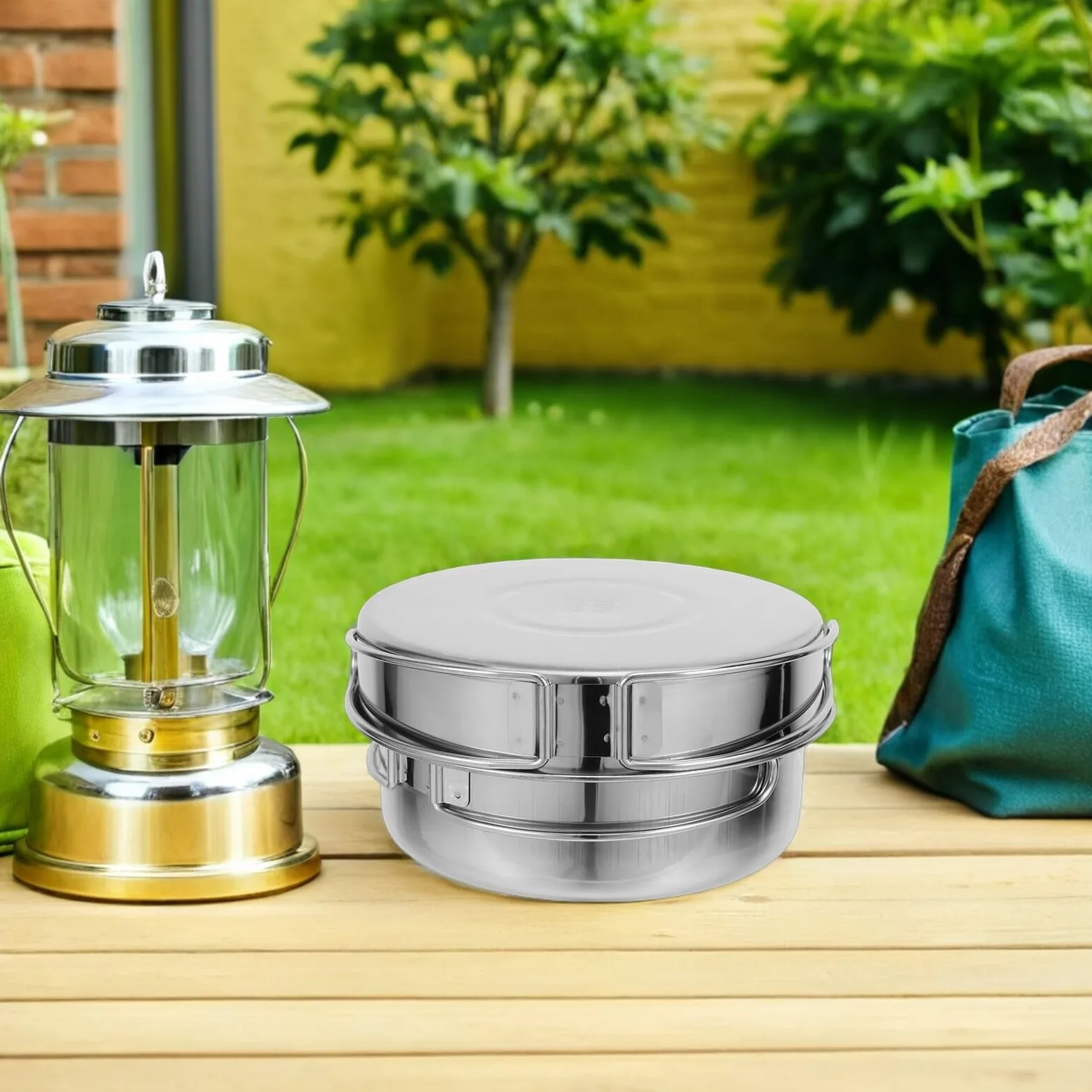 Set Couverts Camping Pliables Ustensiles Cuisine Randonnée Kit Vaisselle Pique- Acier Inoxydable Léger Matériel Cuisine Extérieur