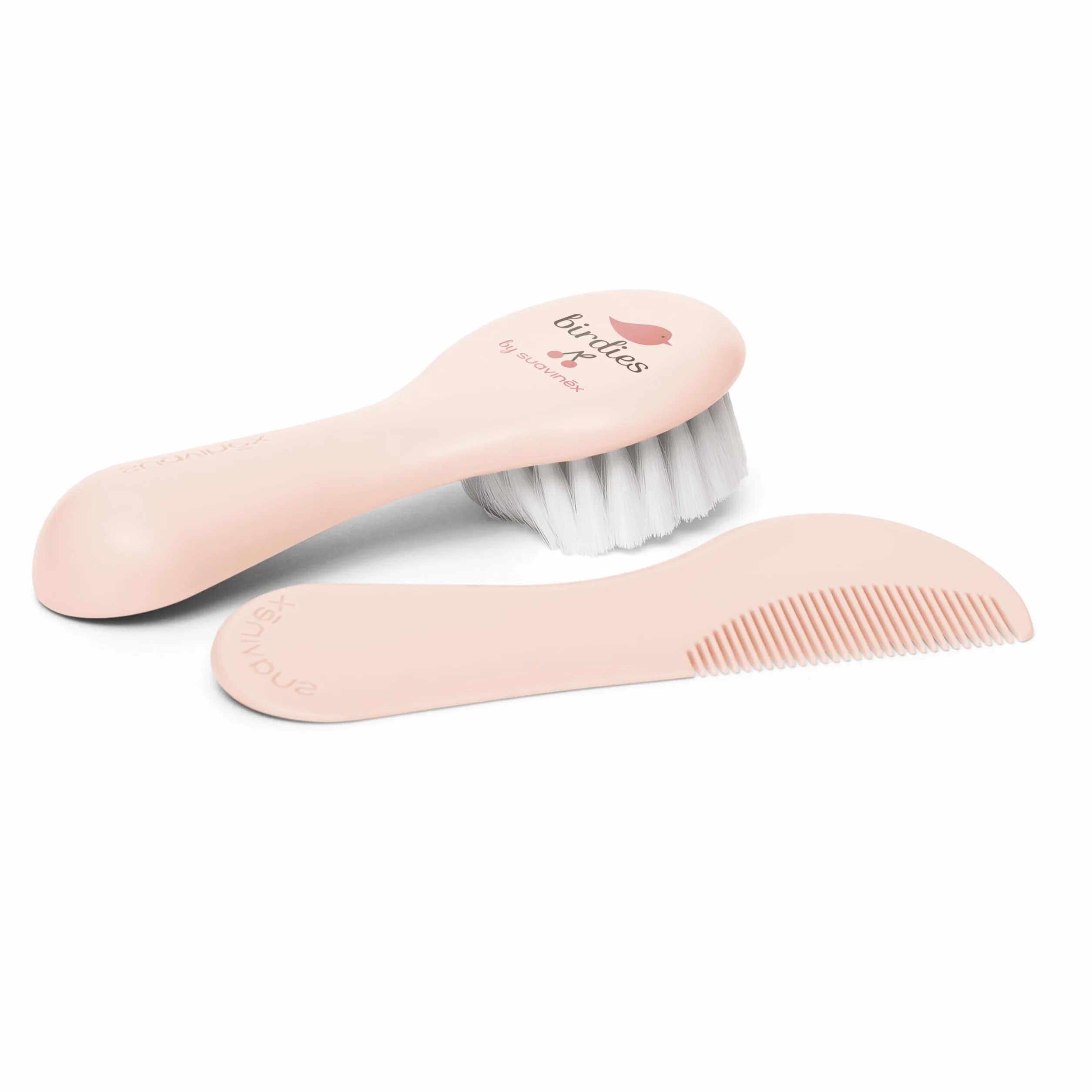 Suavinex Brosse à Cheveux Bébé Peigne Lot Nouveau-nés Fibres Douces Hygge Collection Rose