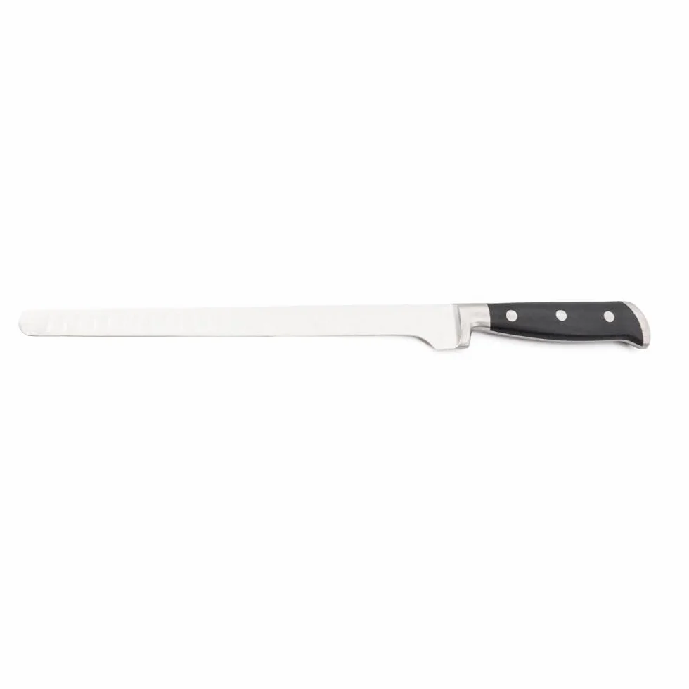 LAGUIOLE Cuisson Couteau à Saumon/Jambon Noir 38,5cm Lame 25cm Acier Inoxydable 420J2 Poignée ABS