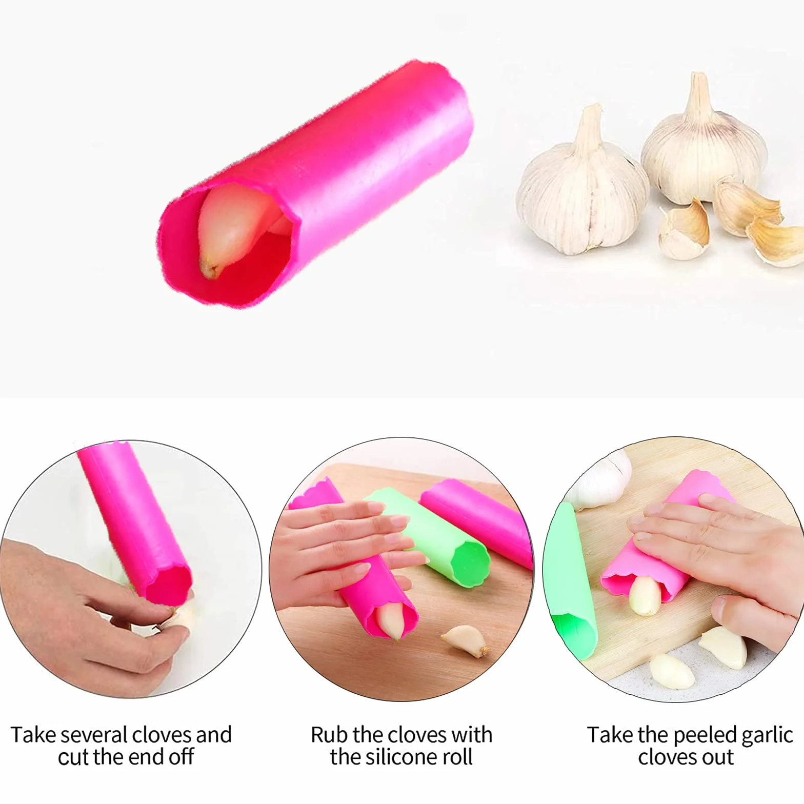 Presse-ail Plastique Rouleau Éplucheur Ail Crusher Multifonctions Cuisine 2 Pièces