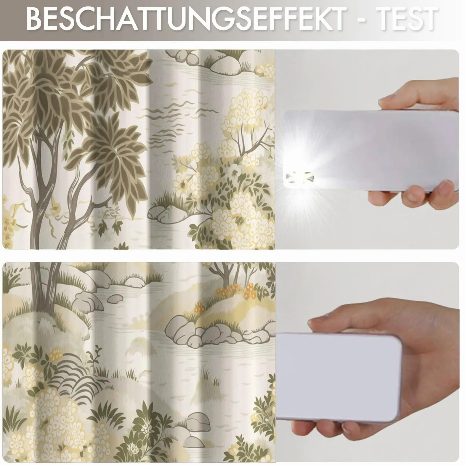 Rideau Occultants Paysage De Jardin Japonais Beige 140X160 Cm (Lxh) | Rideau Opaque Thermiques Plantes Élégantes Rivières Pour Chambre D'Enfant, Lot De 2 Draperies Intérieurs À Oeillets