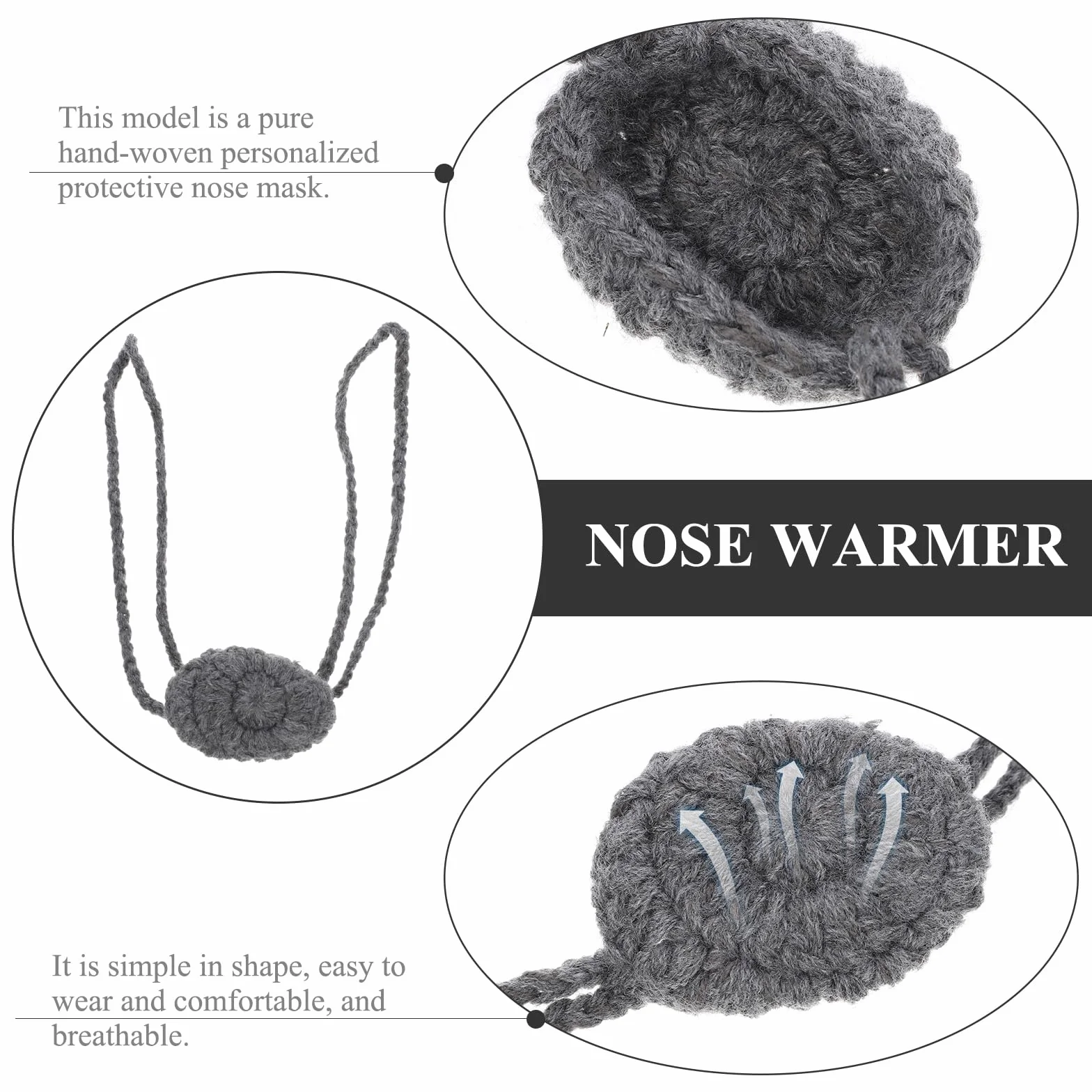 Milisten Chauffe-nez protection hiver 14x4,85 cm gris