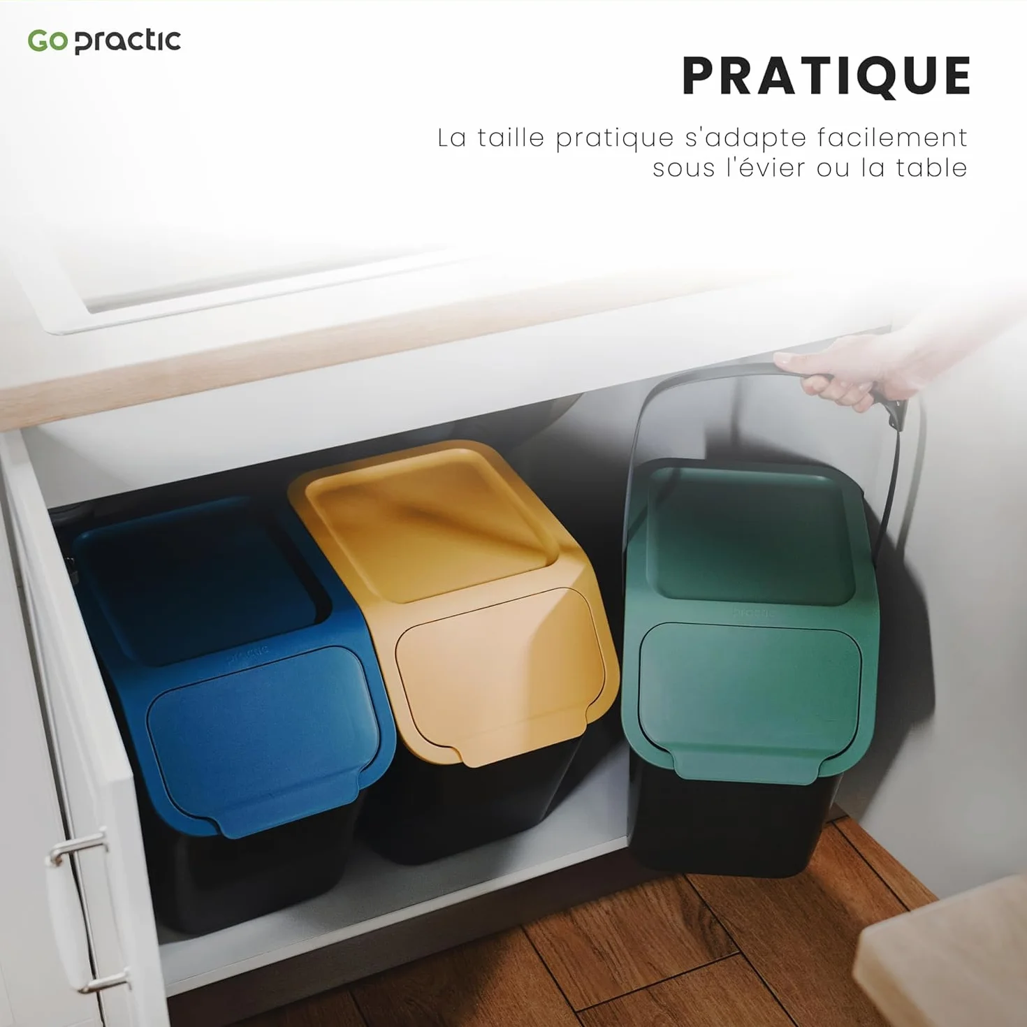 Set de Poubelles de Cuisine 4 Pièces 25L+4.5L Recyclage Biodégradable Conteneur à Déchets