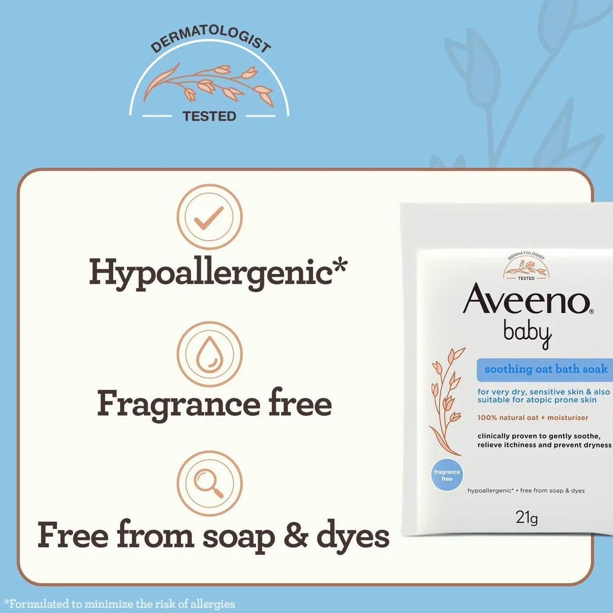 Aveeno Sachets de bain apaisants à l'avoine pour bébé 21 g Lot de 5