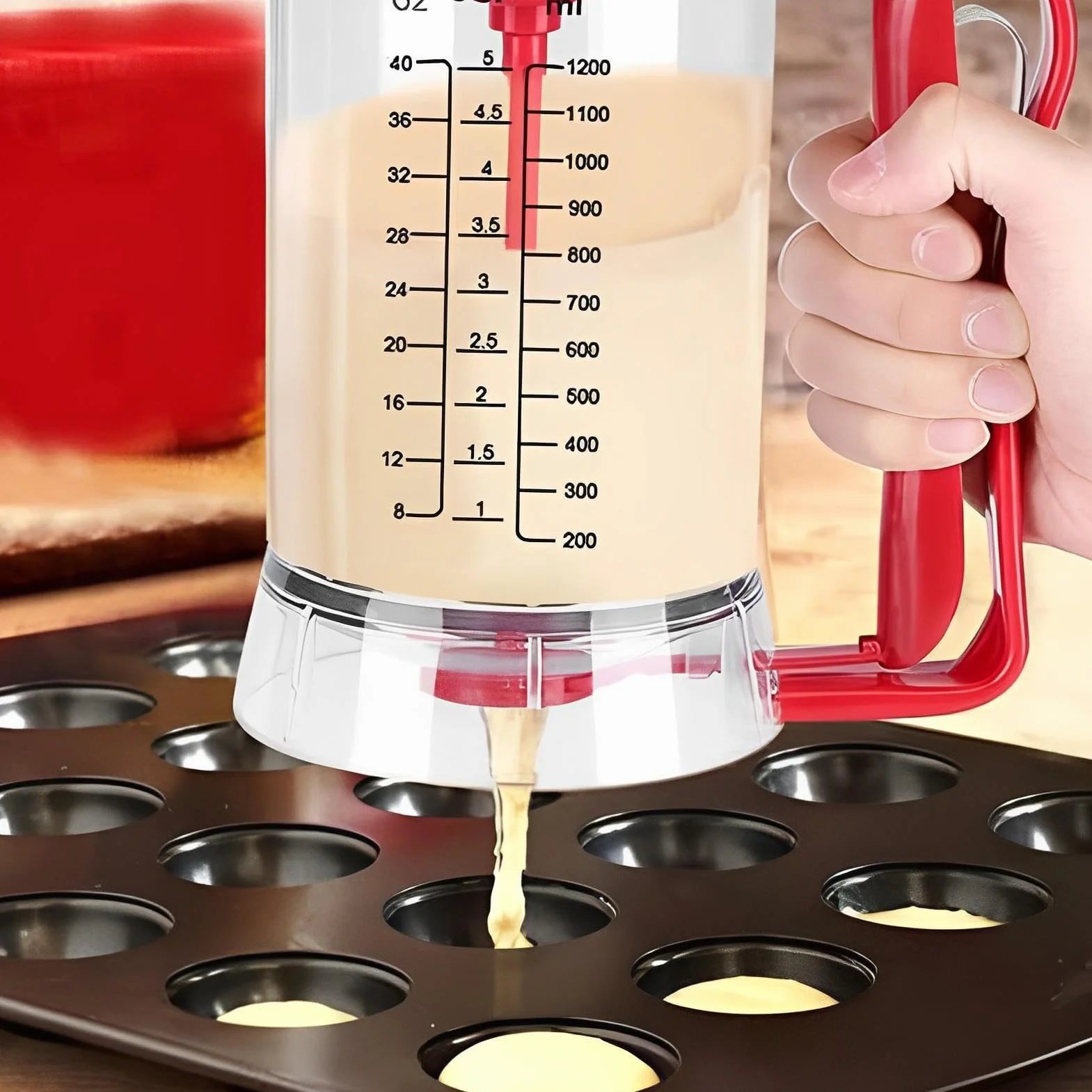 Distributeur de pâte à crêpes 900 ml avec fonction d'agitation, verseur chauffant pour gaufres et séparateur