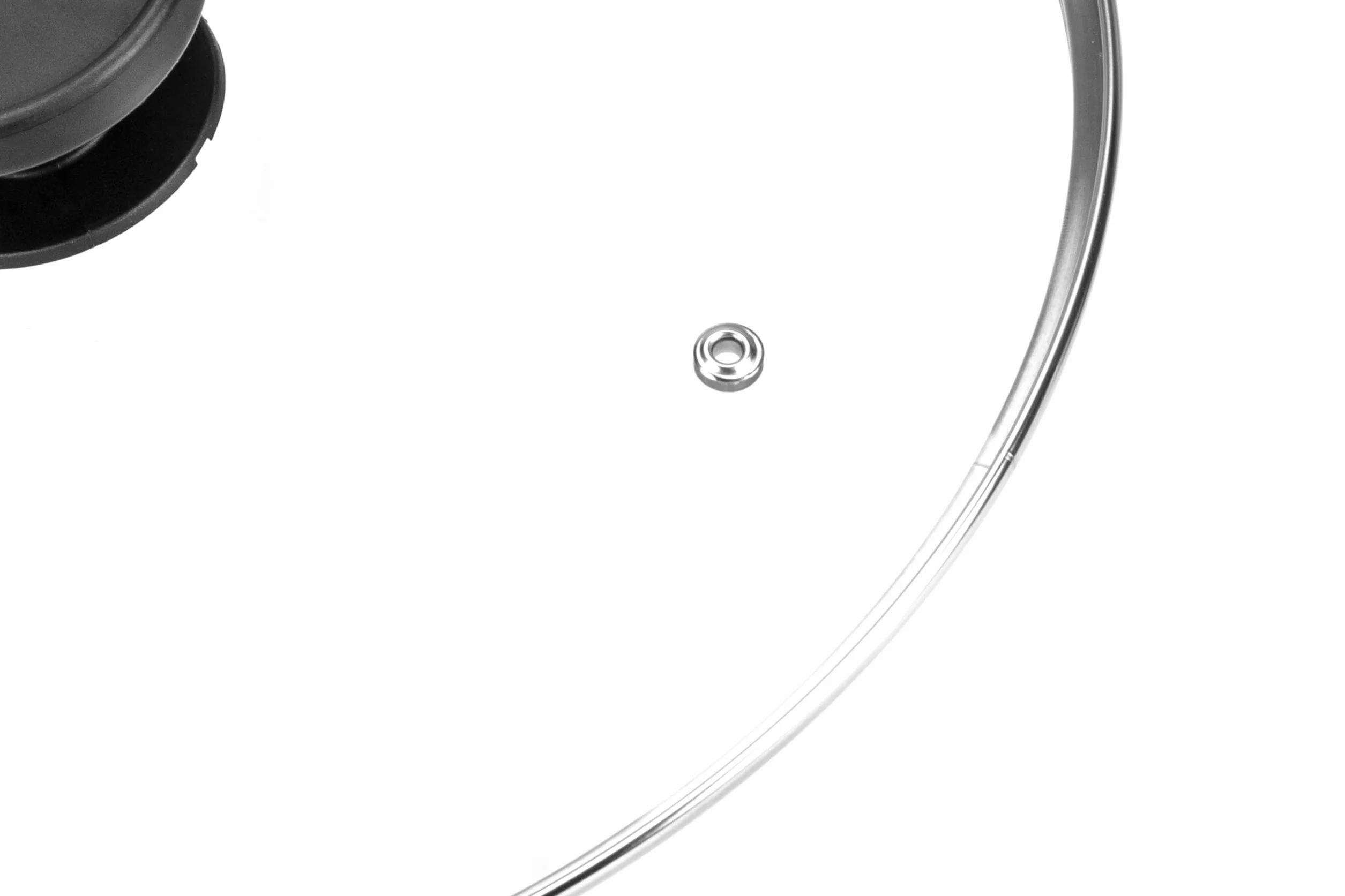 Alluflon Couvercle en Verre Trempé 24 cm, Rebord Acier Inoxydable, Résistant Haute Température