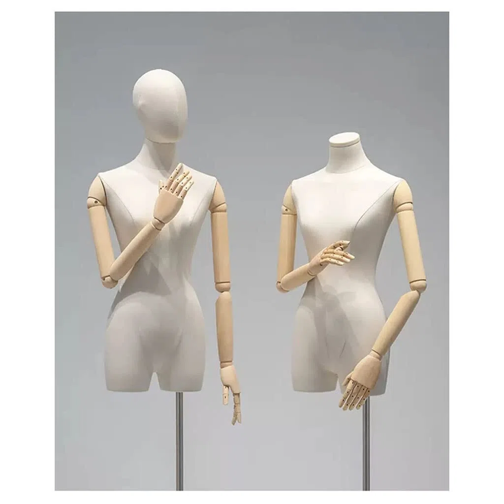 Générique Lot de 3 mannequins de Couture réglables pour Femme avec Bras et tête Amovibles, Hauteur de 150 à 220 cm, pour vêtements, Bijoux, Couture, Base en Bois Massif