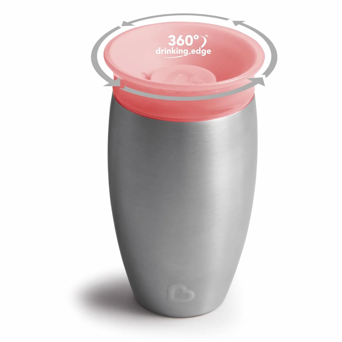 Munchkin Tasse Miracle 360 Acier Inoxydable Sans BPA 10oz 296ml Rose