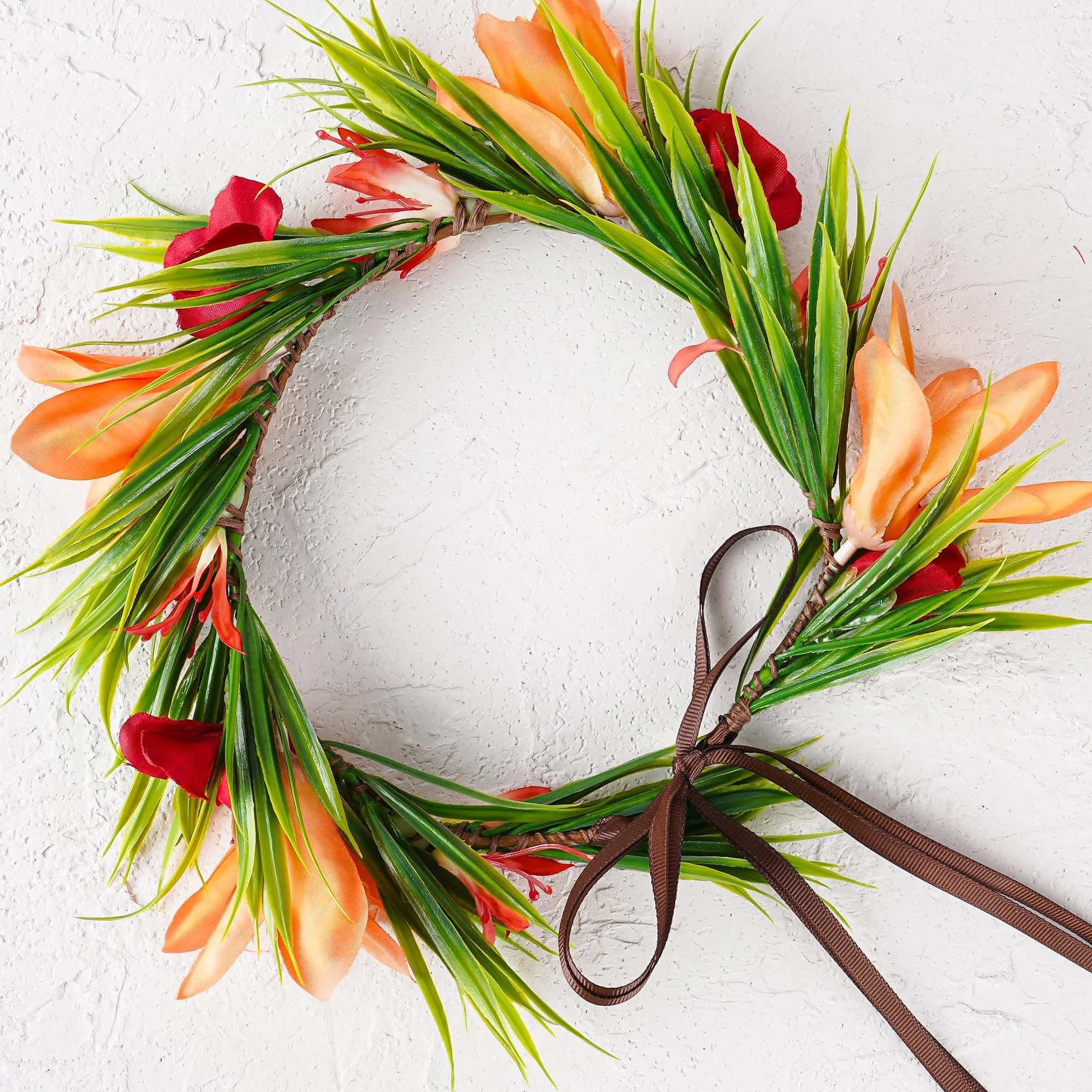 Couronne de Fleurs Hawaïen Tropicales Artificielles Lei Luau pour Filles et Femmes