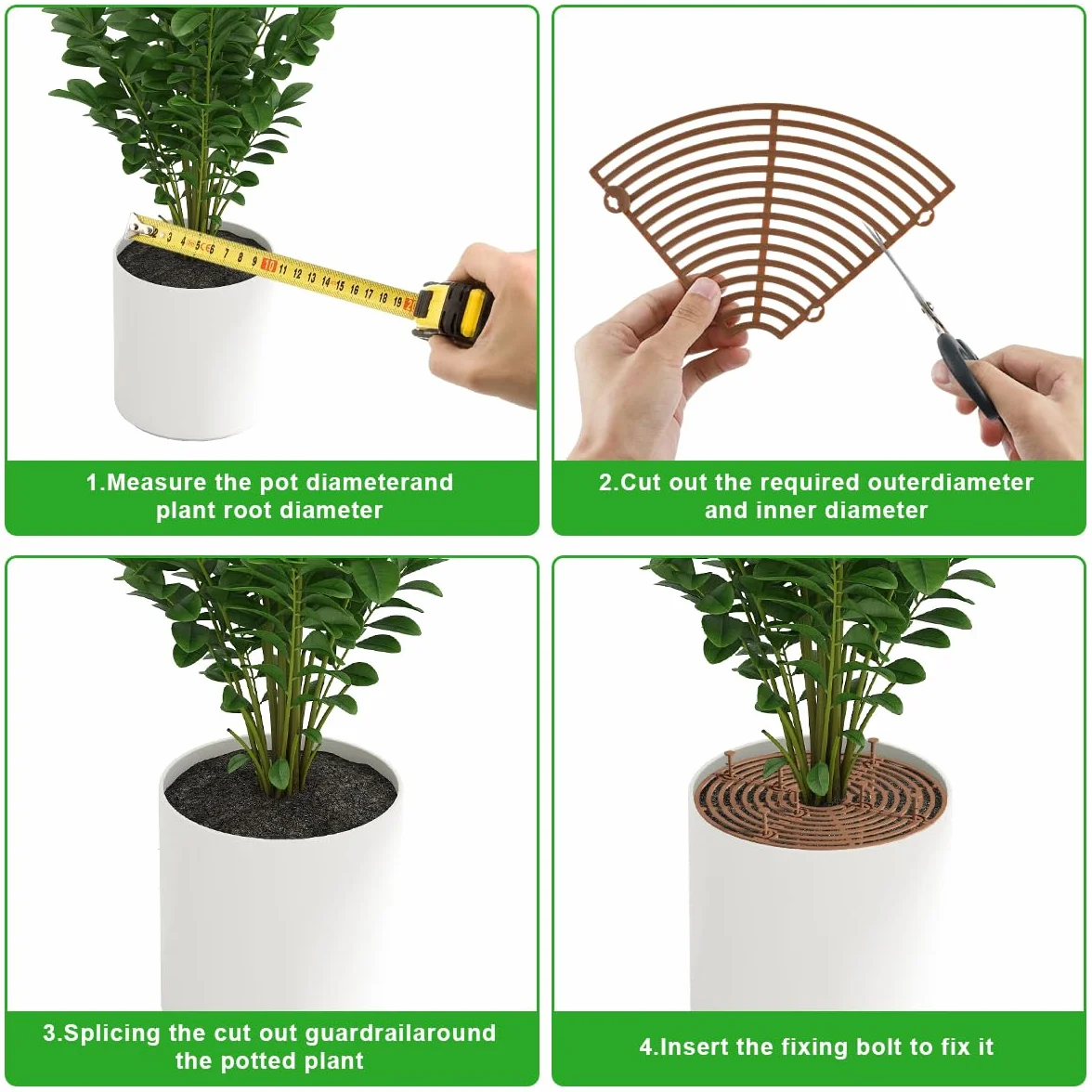 Grilles de Pots de Plantes 4 Pièces, Cache-Pot de Fleurs Jusqu'à 30 cm, Protection Sol pour Plantes Contre Chats Enfants