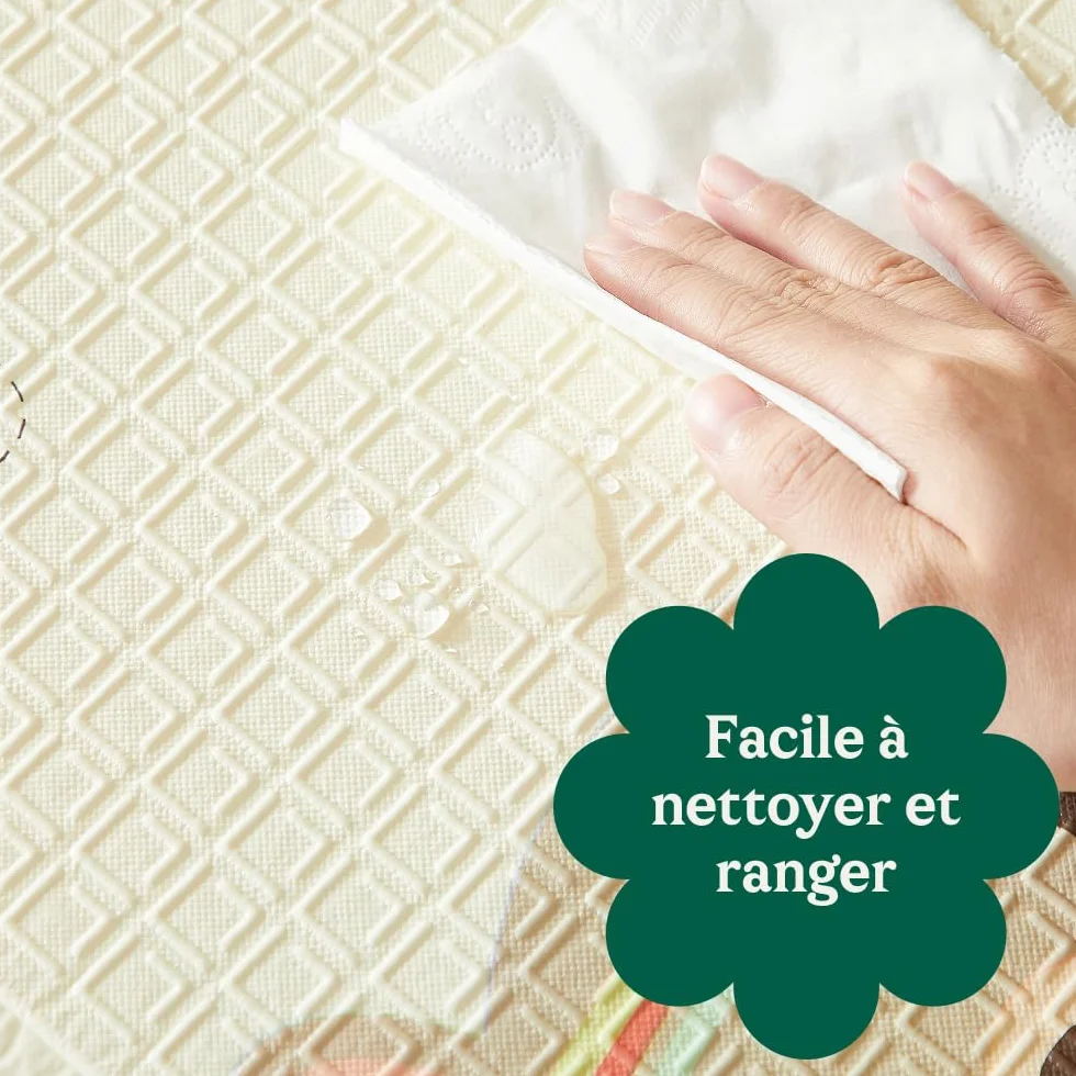 CASABEL Tapis d’Éveil Bébé Évolutif 180×150 cm, Pliable, Imperméable, Épais, Motifs Animaux Forêt