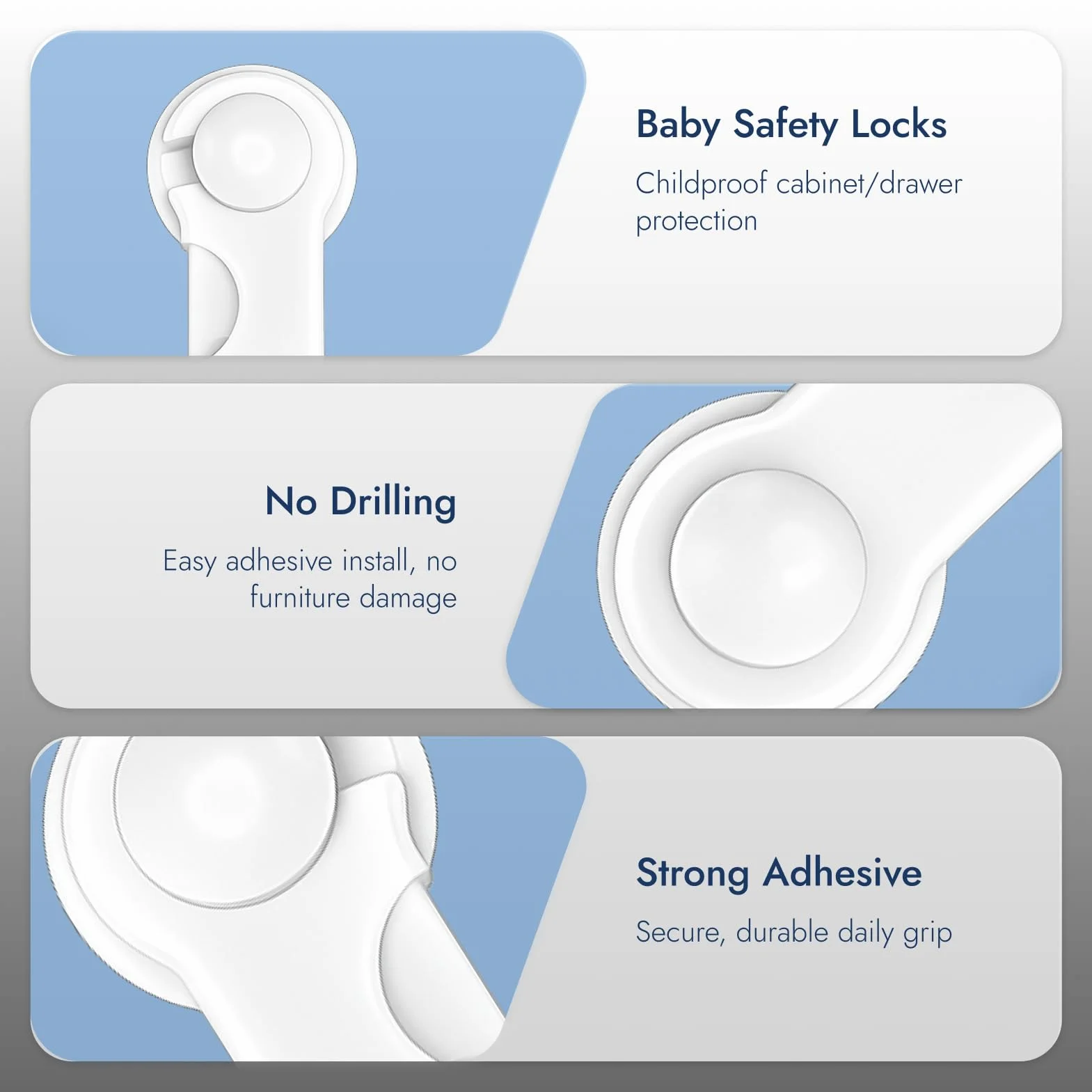 Bloque Porte Bébé Securite Placard Enfant 9,5×3,7cm Protection Placards Réfrigérateurs Fenêtres