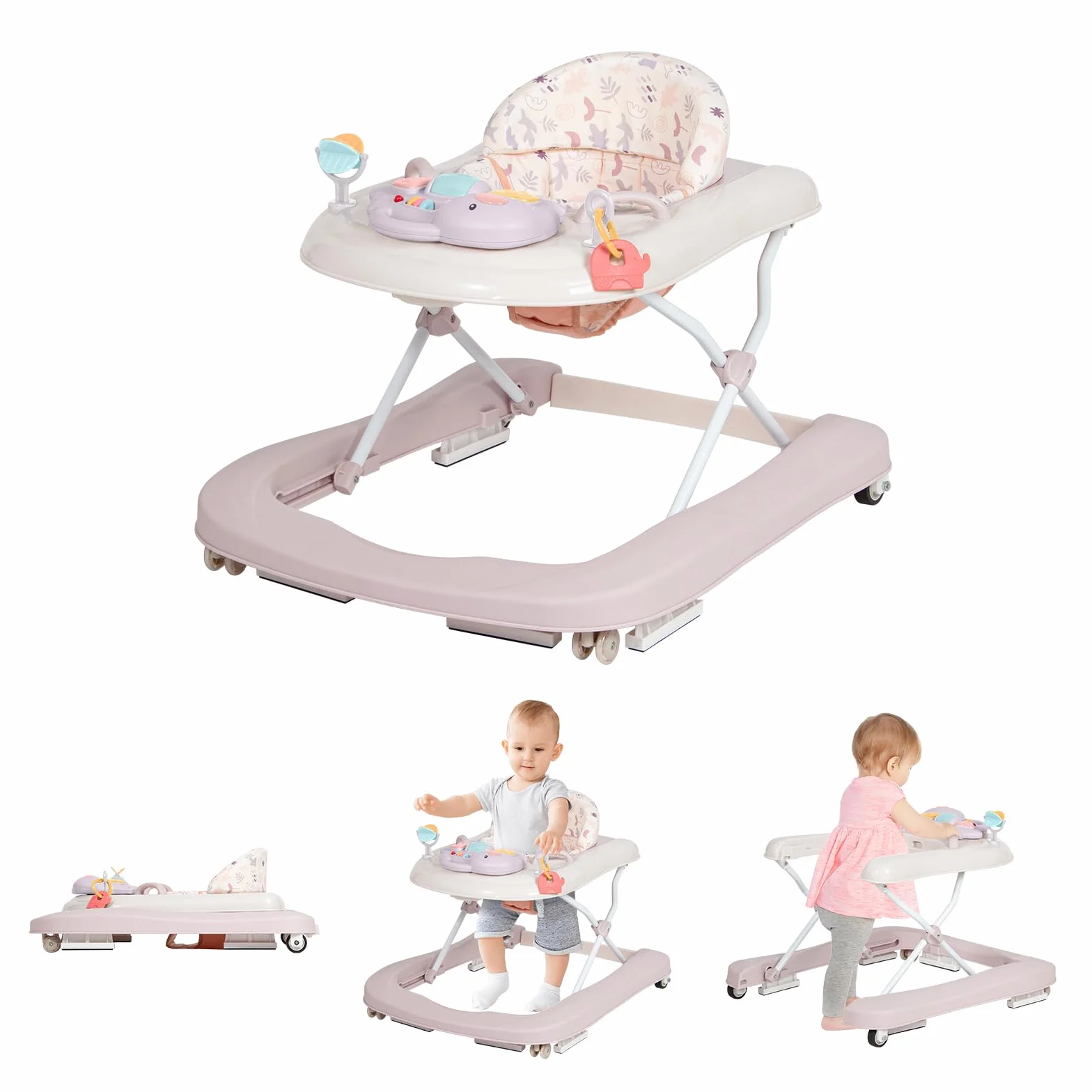 Leogreen Trotteur bébé 3 en 1 pliable hauteur réglable 6-18 mois