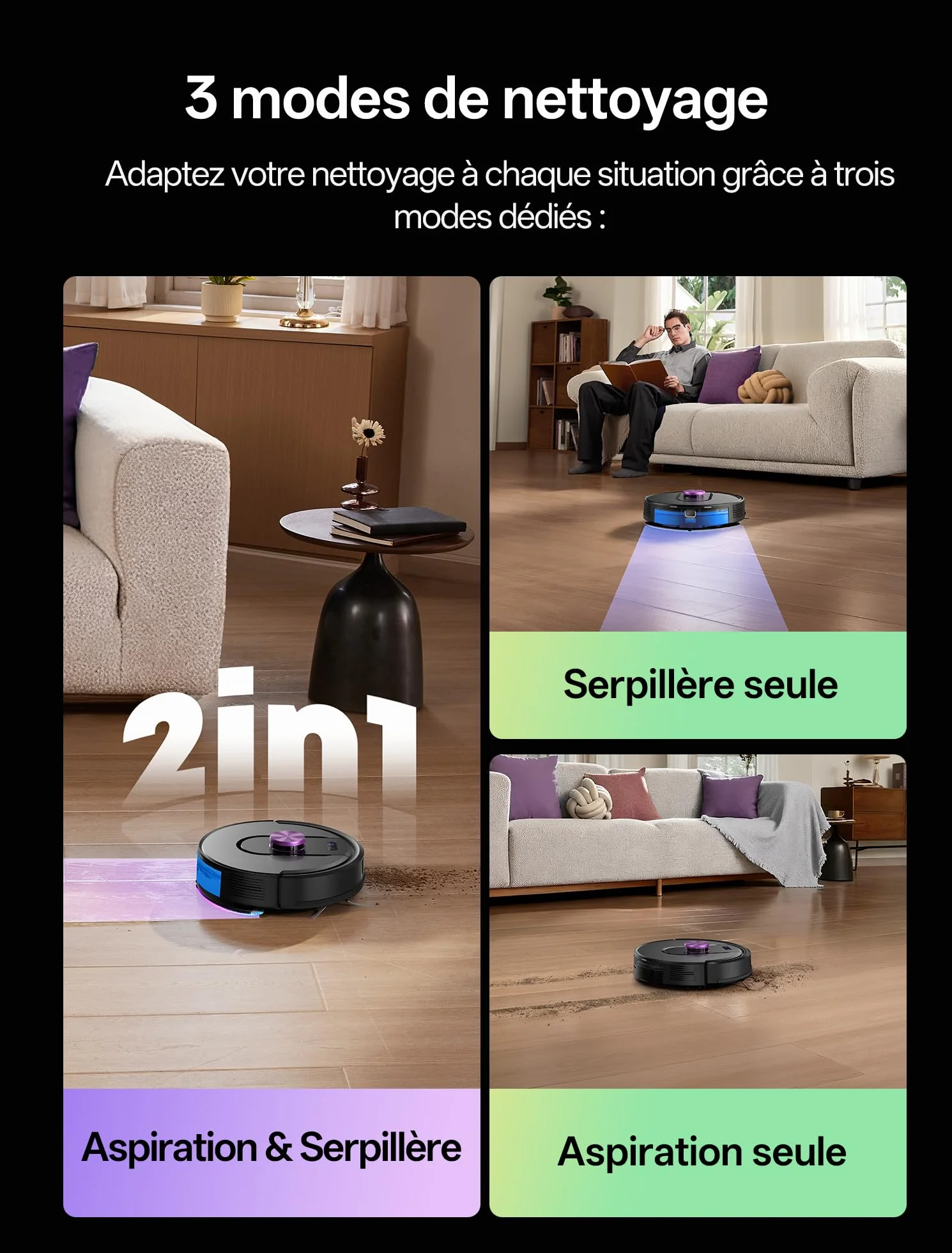 Vexilar W15 Robot aspirateur laveur 10000Pa avec station sans sac, navigation LiDAR, 180min, connecté par APP