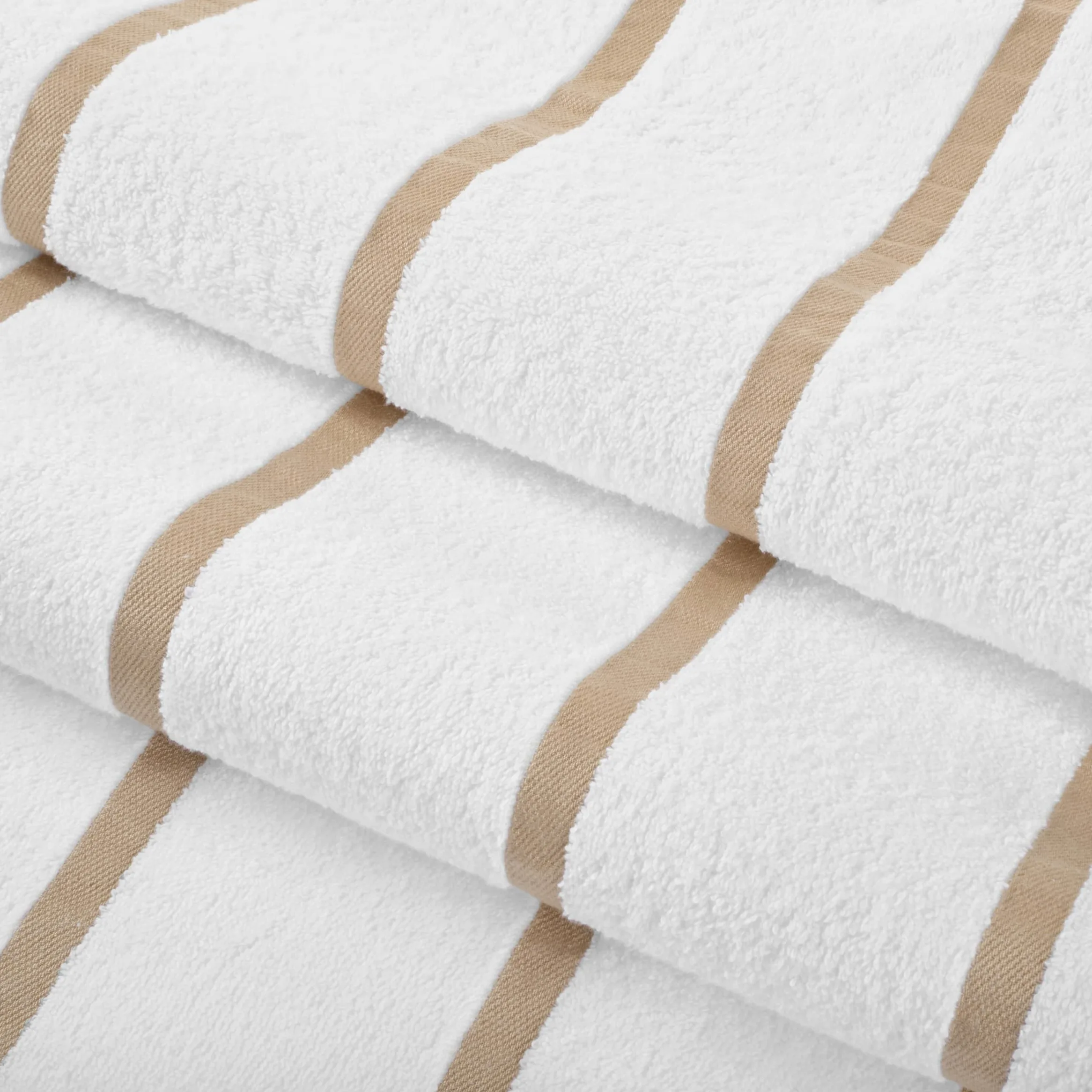Arkwright Lot de 4 Serviettes de Plage Las Rayas 100% Coton filé à l'anneau Douces à séchage Rapide, 480 g/m² pour hôtel, hôtel, Spa, Tube à remous, 76,2 x 152,4 cm, Rayures Beiges