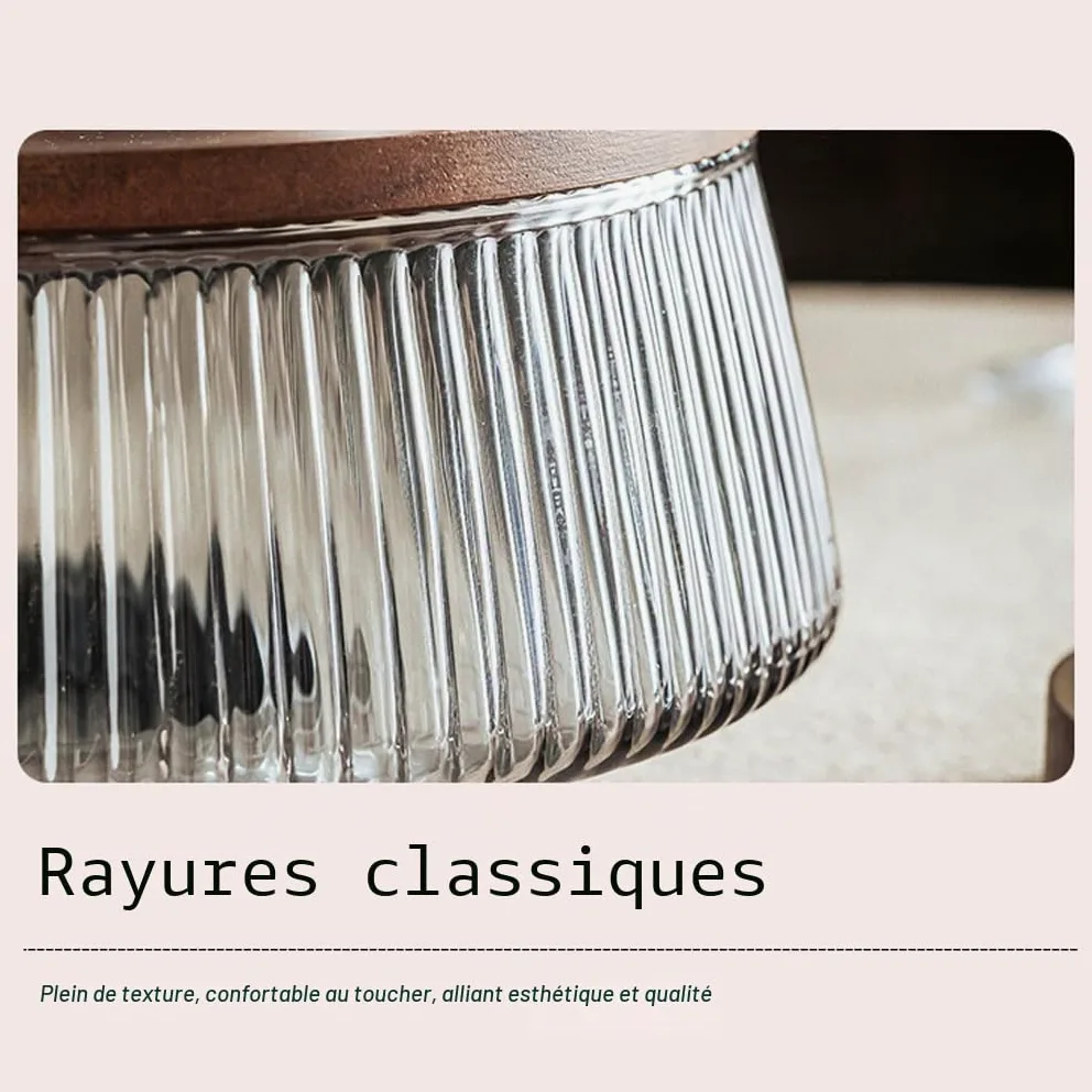 Ensemble de saladiers en verre avec couvercles en bois d'acacia pour fromage plats cuisinés, saladier avec couvercle verre pour servir des apéritifs et des collations, grande taille, UN