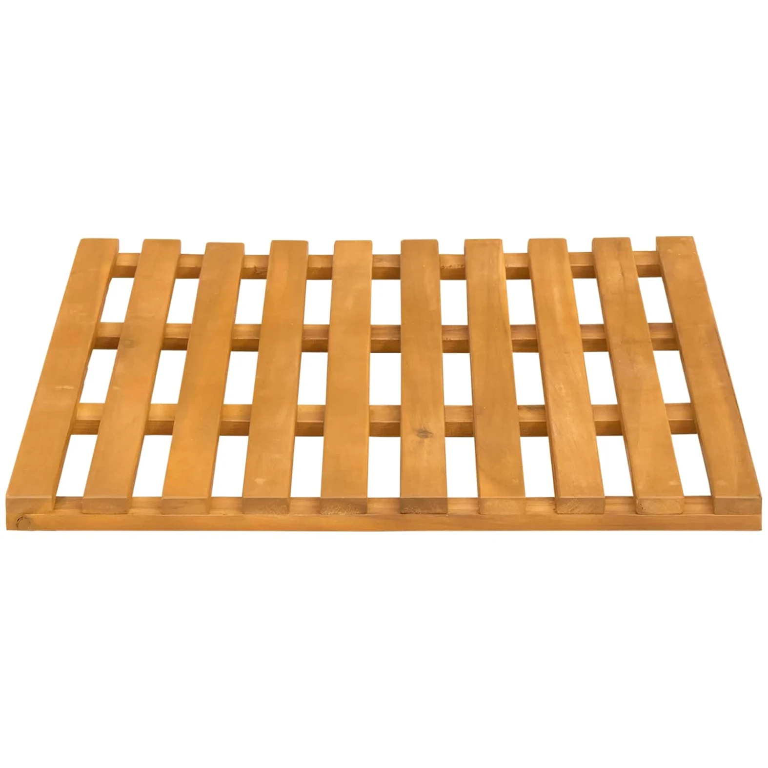 Lot de 2 tapis de bain uni, marron, en bois, 50 x 48 x 2,5 cm, antidérapant, absorbant, avec design ventilé, pour salle de bain, douche, sauna, chambre d'amis, protection confortable contre l'humidité