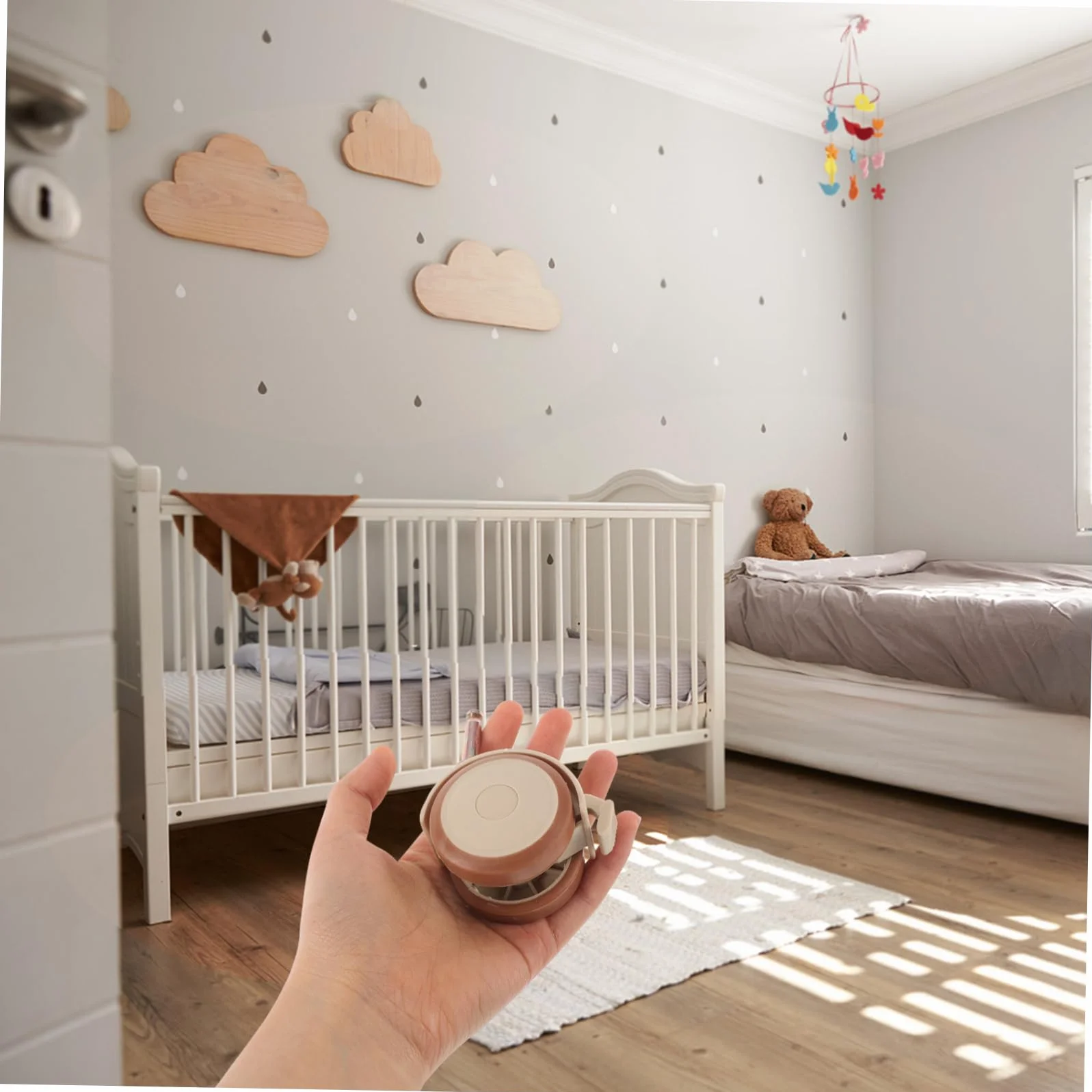 Roulettes Pivotantes en Caoutchouc Frein pour Lit Bébé, Roues Doubles Silencieuses Beige