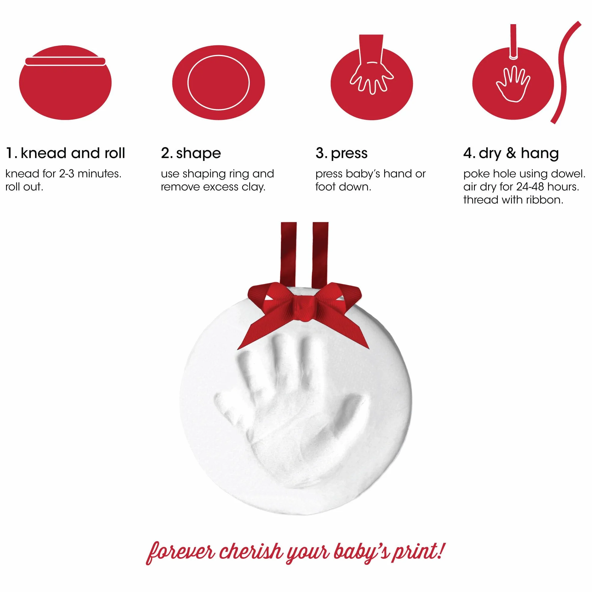 Pearhead Ornement Souvenir Empreinte Main/Pied, Blanc