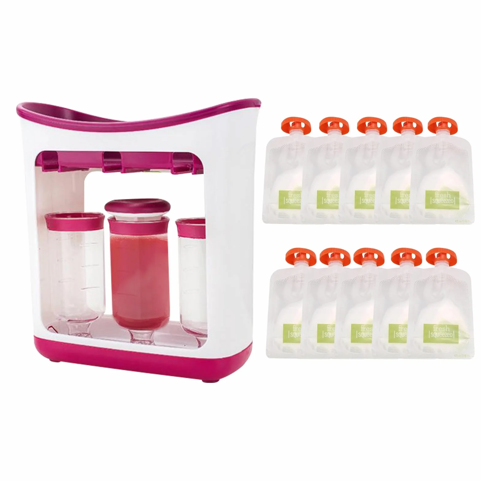 Machine à Compote Bébé avec Sacs Réutilisables, Gourde Compote Réutilisable pour Purées Maison