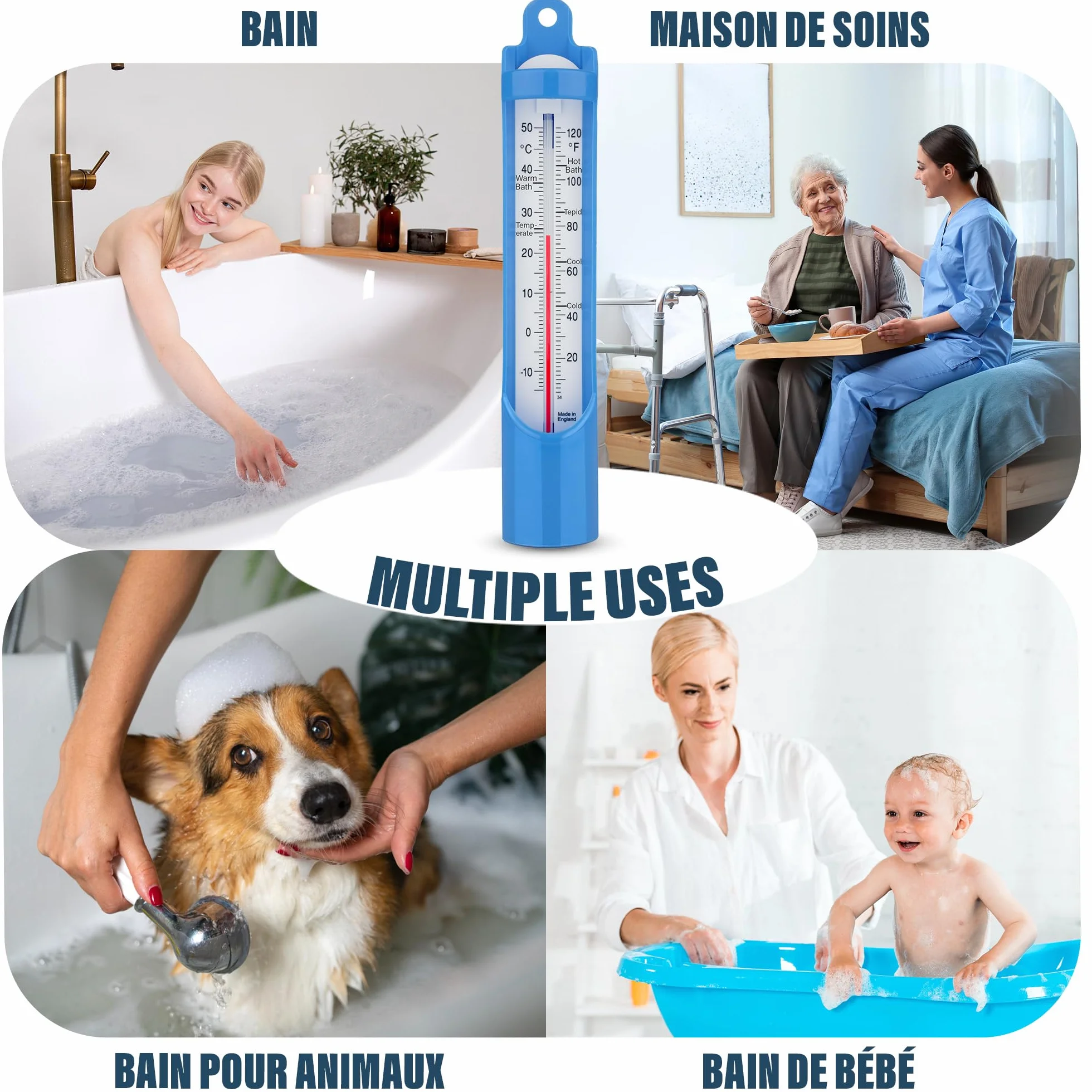 Thermomètre de bain 230 mm vérifier température eau bébé