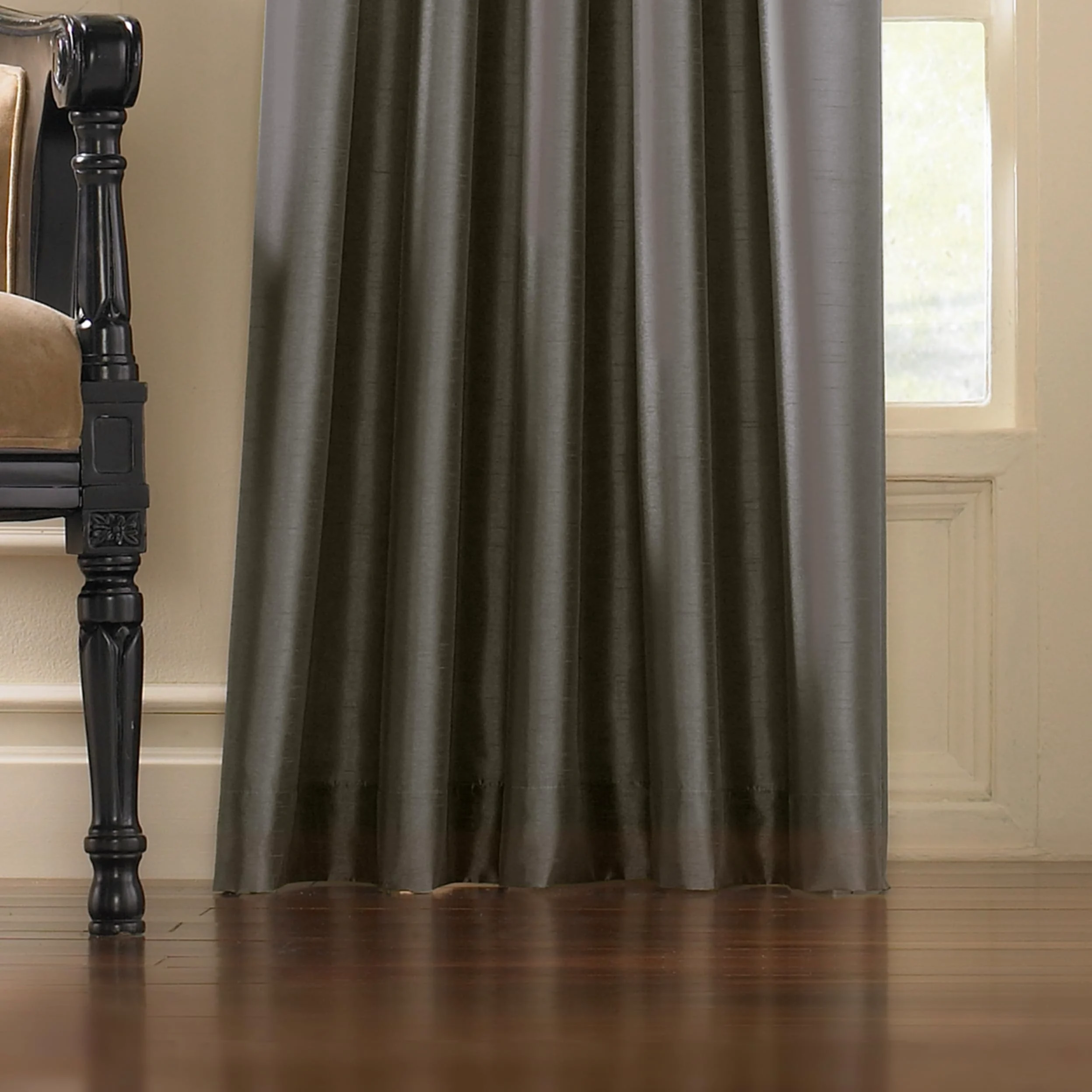 Curtainworks Marquee Imitation Soie Panneau de Rideau flamande, étain, 30 by 132"