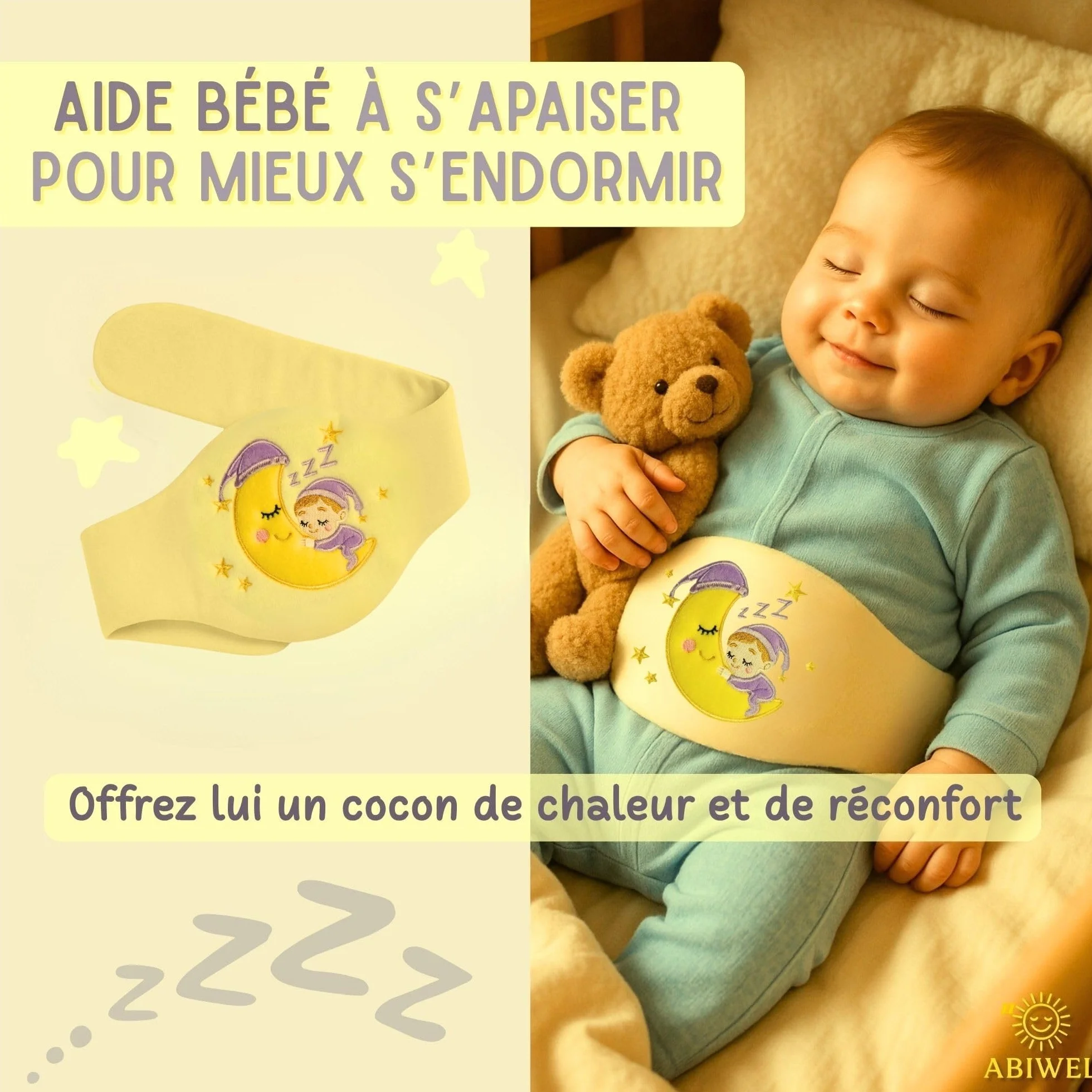 Bouillotte bébé anti-colique ceinture ventrale noyaux de cerise chaleur douce nouveau-né nourrisson