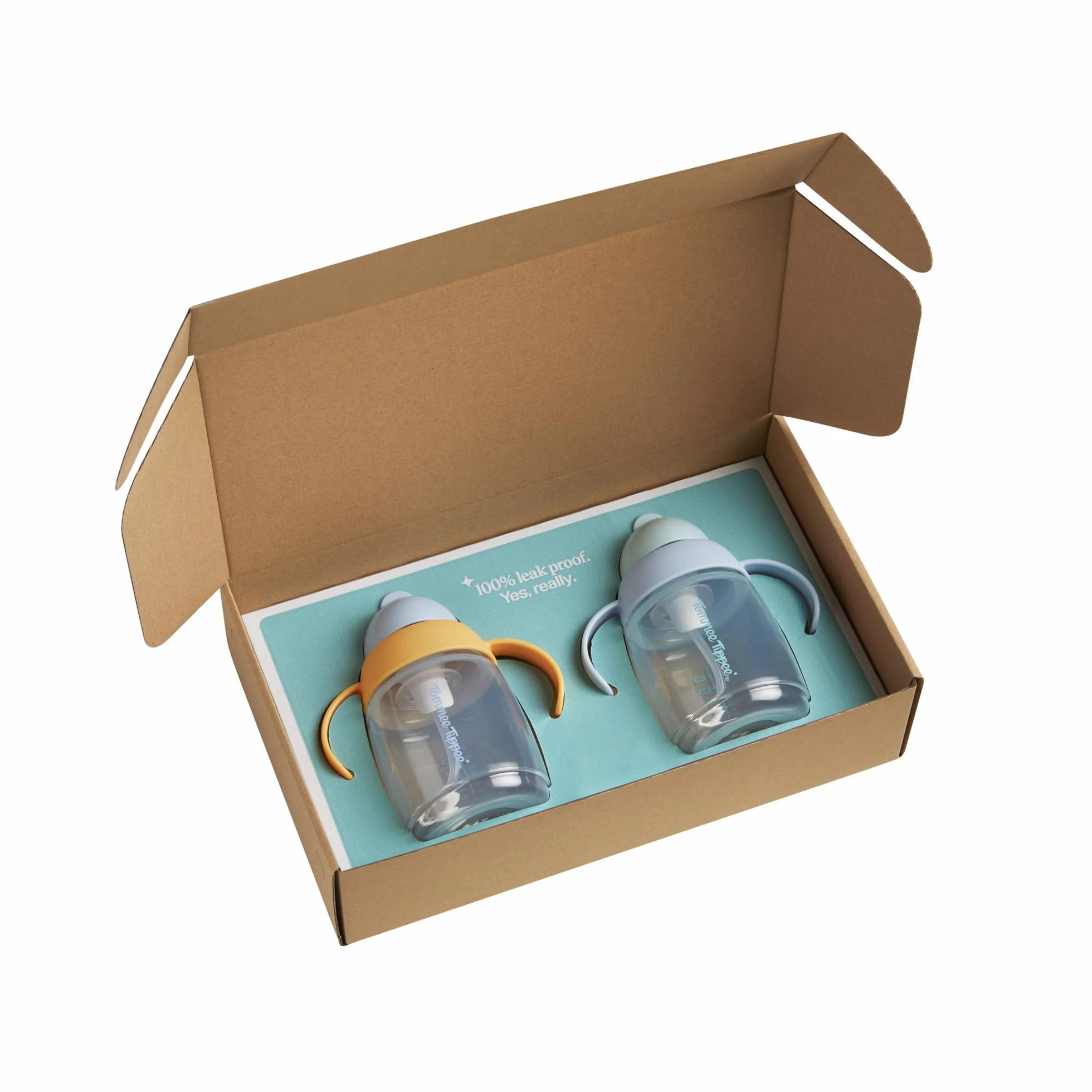 Tommee Tippee Tasse à paille d'apprentissage 240ml pour nourrissons 6 mois+ avec paille lestée silicone poignées Bleu Orange x2