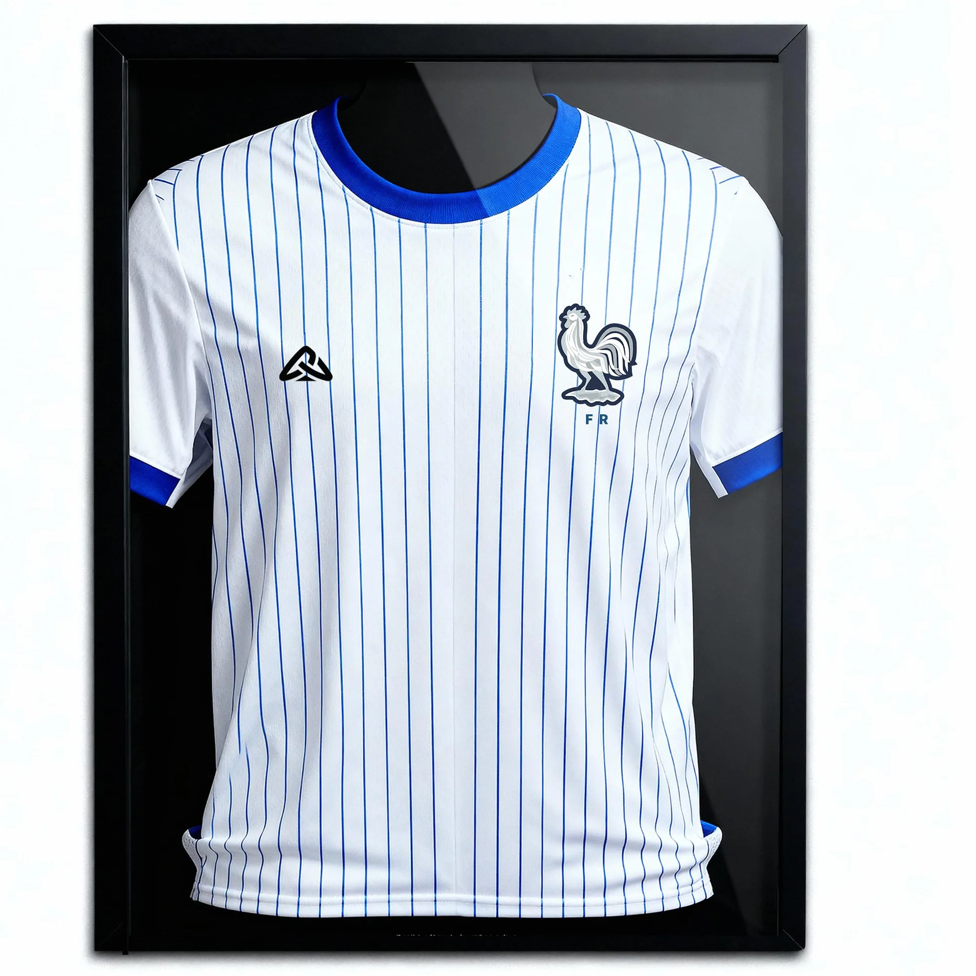 Avalo Cadre Maillot Foot 60 x 80 cm Vitrine 3D Noire pour Maillot de Football Rugby Basket avec Plexiglas et Protection UV
