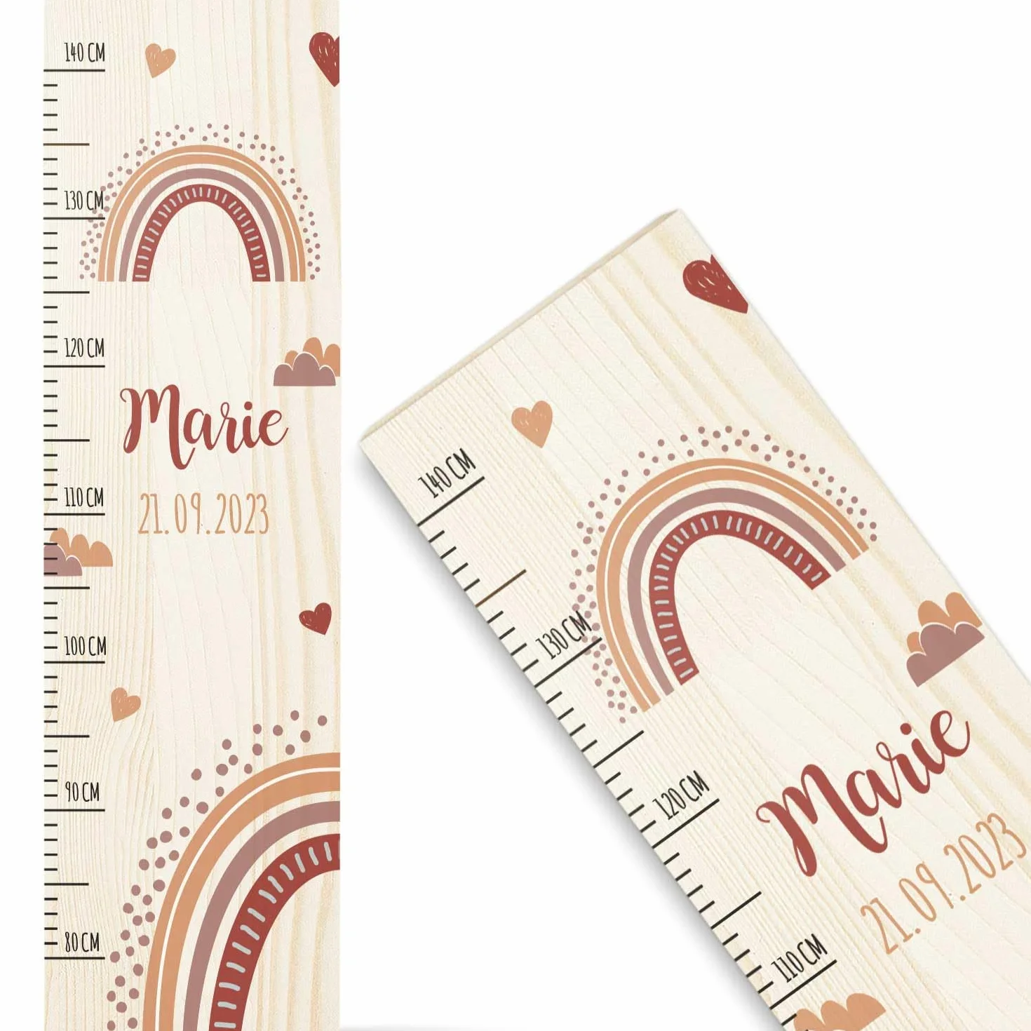 Toise pour enfant en bois rouge arc-en-ciel 80-140 cm 20 x 70 x 2 cm