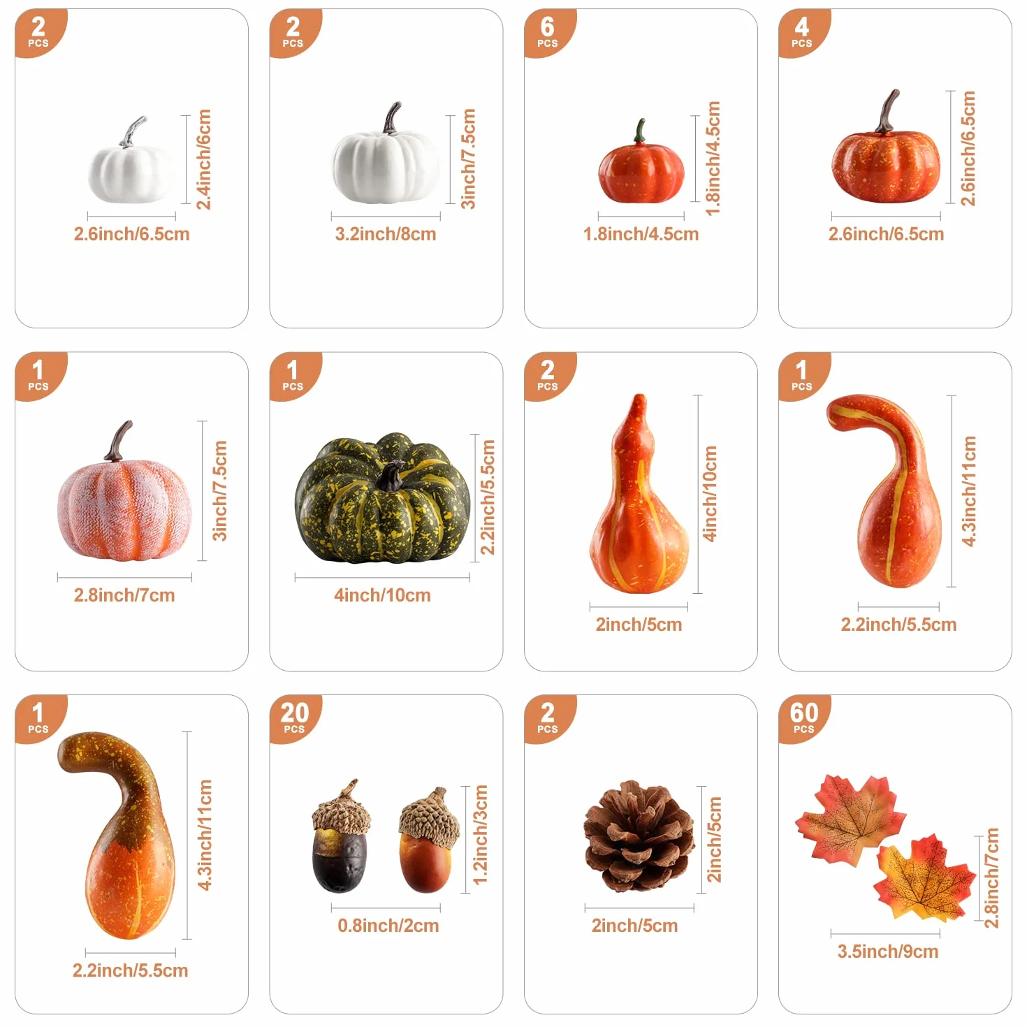 Benjia 102pcs Fausses Citrouilles Artificielles Automne Décoration Halloween